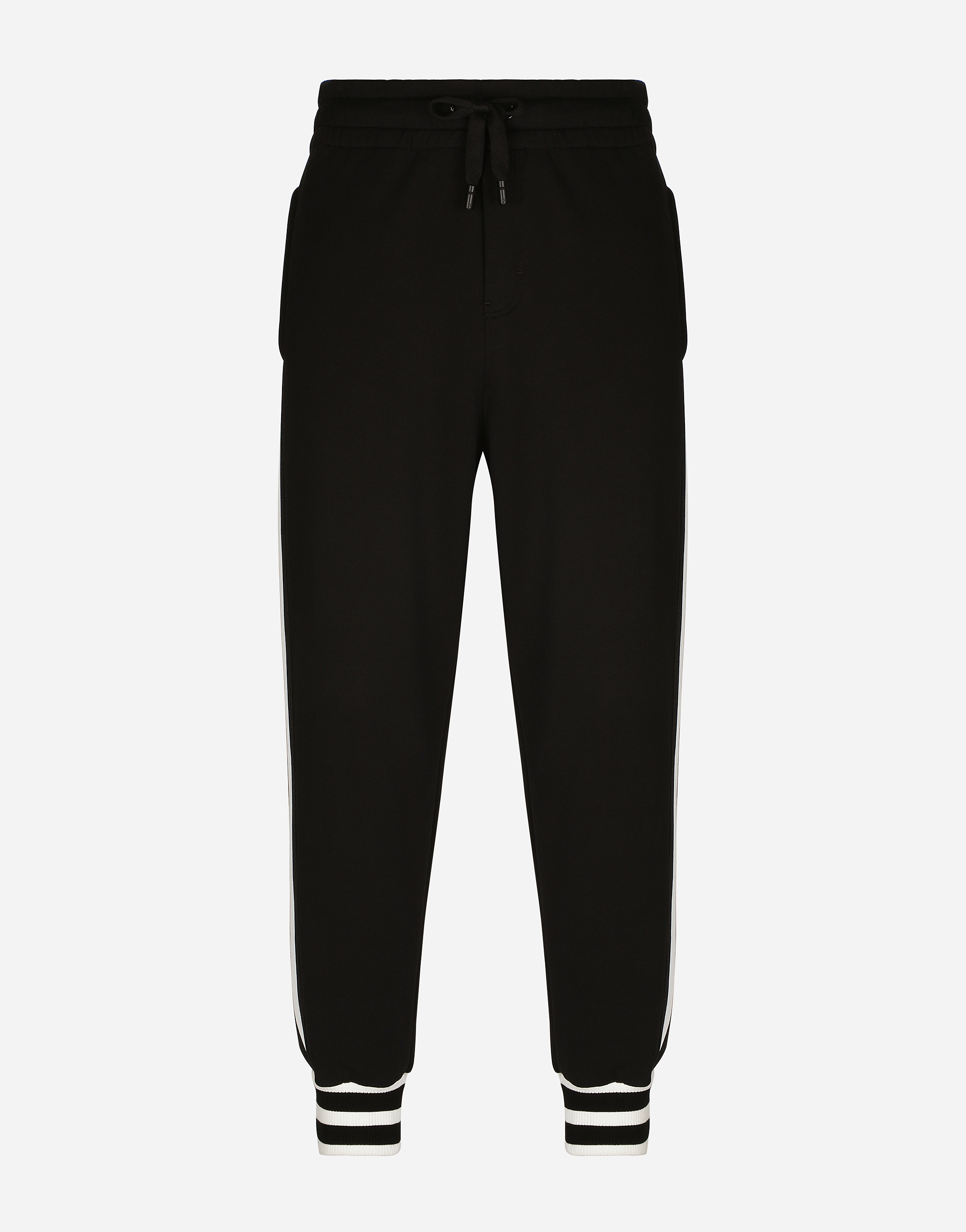 Jersey jogging pants with bands and DG logo in Black