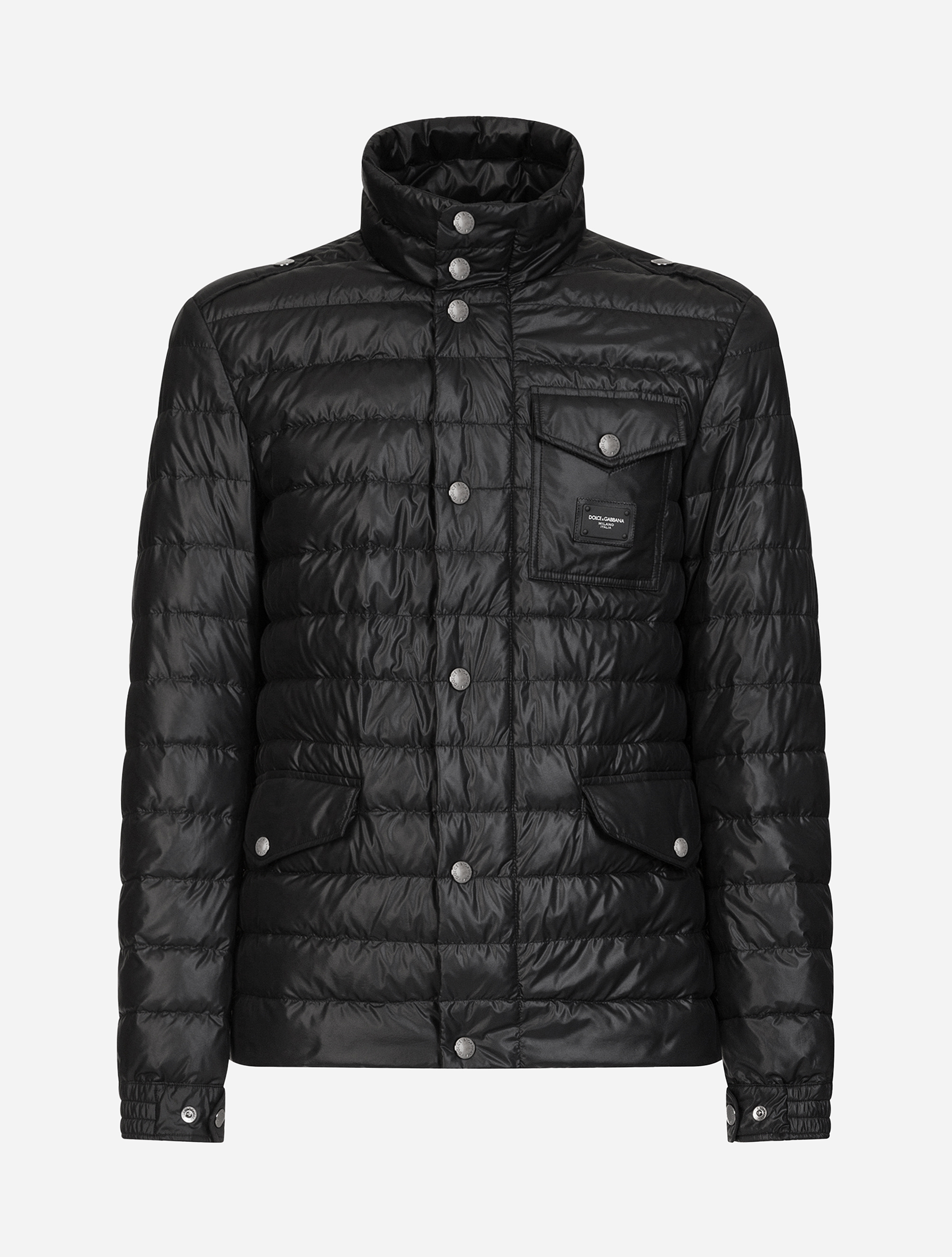 DOLCE & GABBANA QUILTED NYLON JACKET WITH BRANDED PLATE