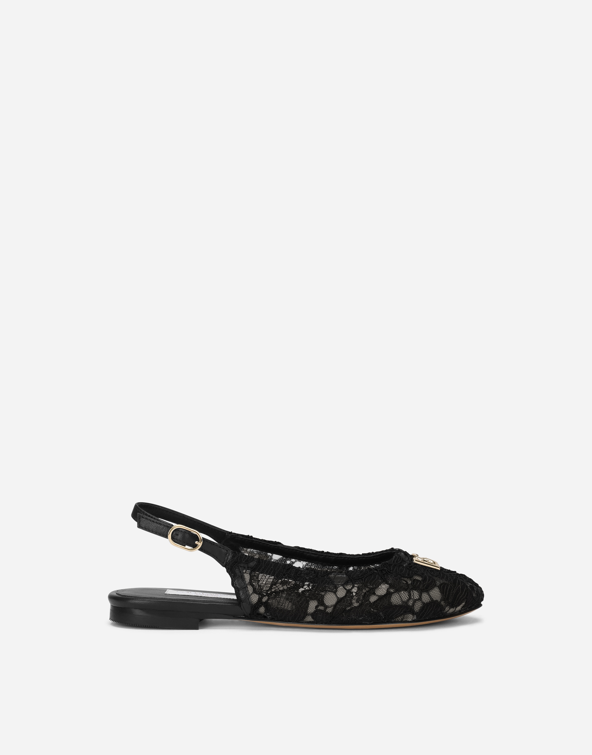 Cordonetto lace slingbacks with DG logo in Black