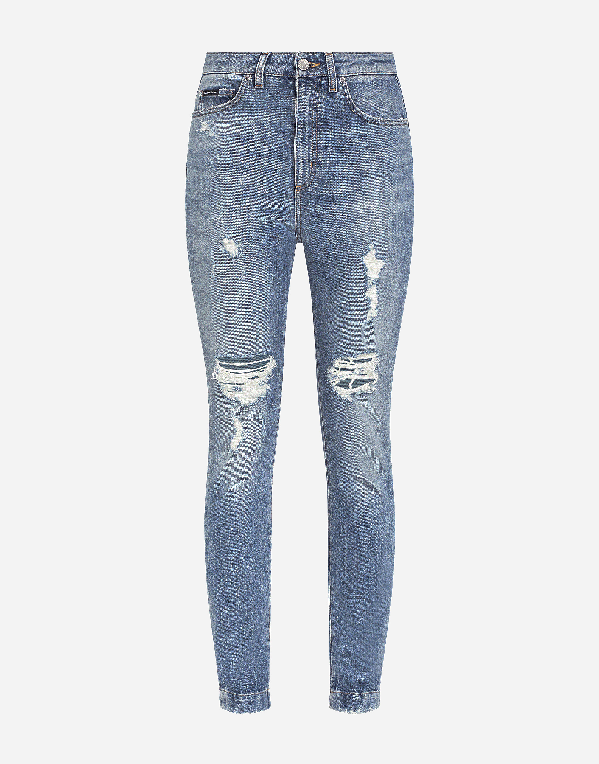Stretch denim Audrey jeans with rips in Azure