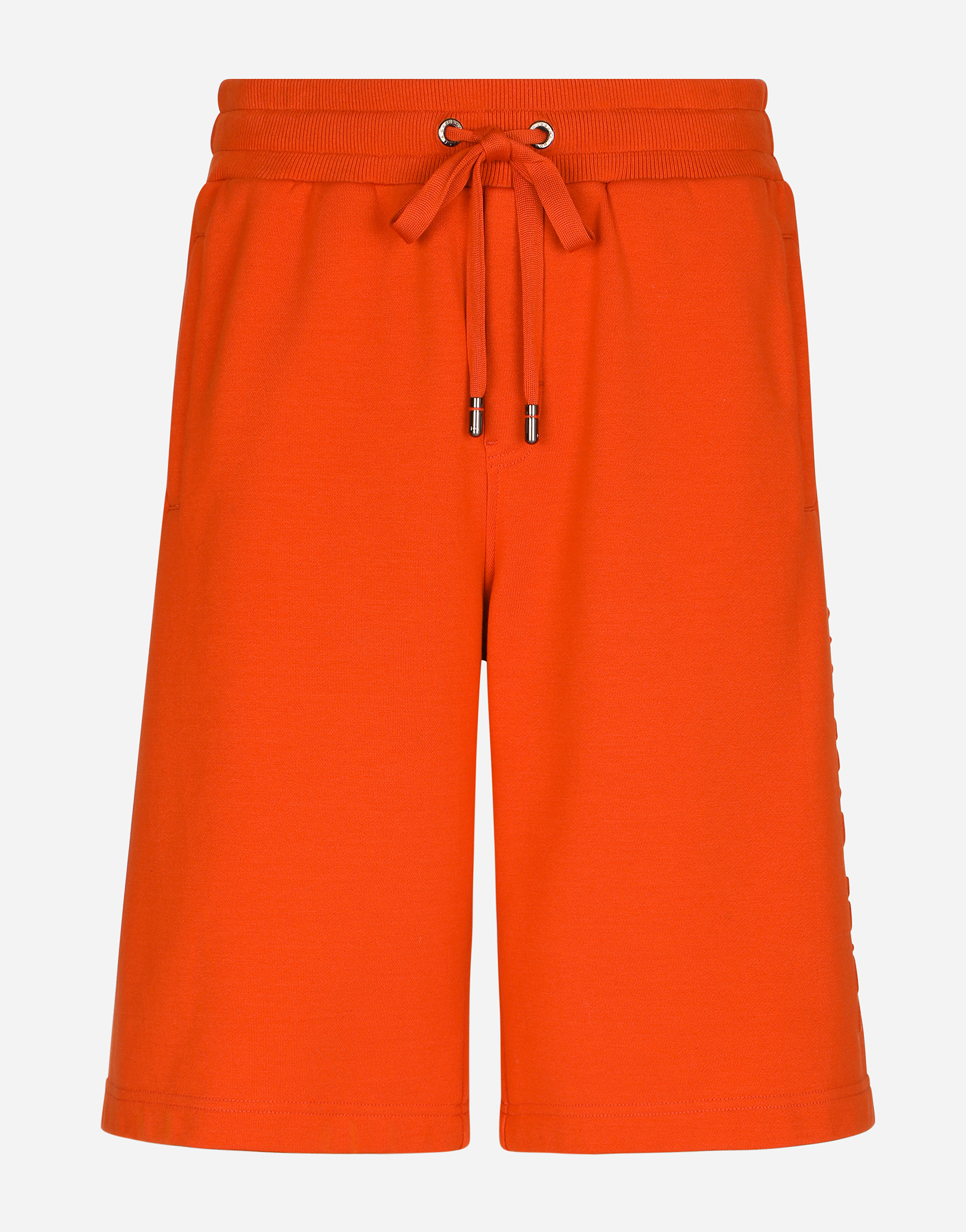 Jersey jogging shorts with embossed logo in Orange