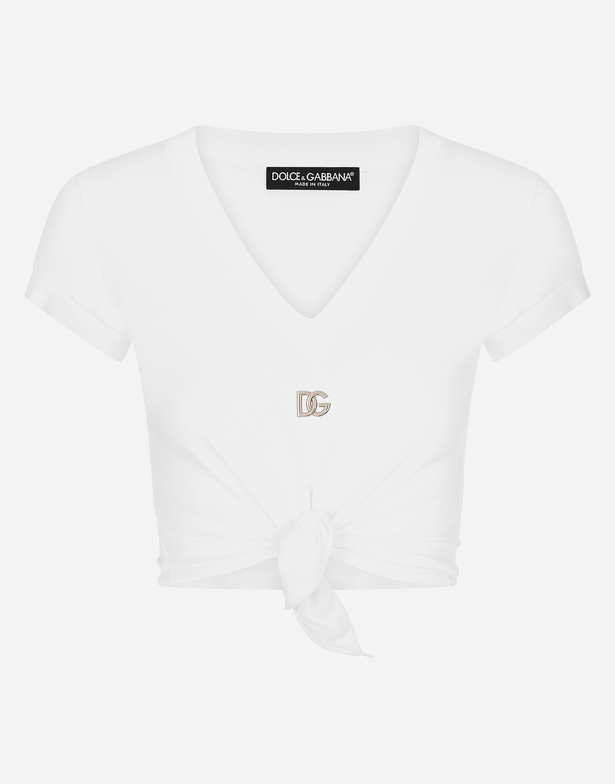 Jersey T-shirt with DG logo and knot detail in White