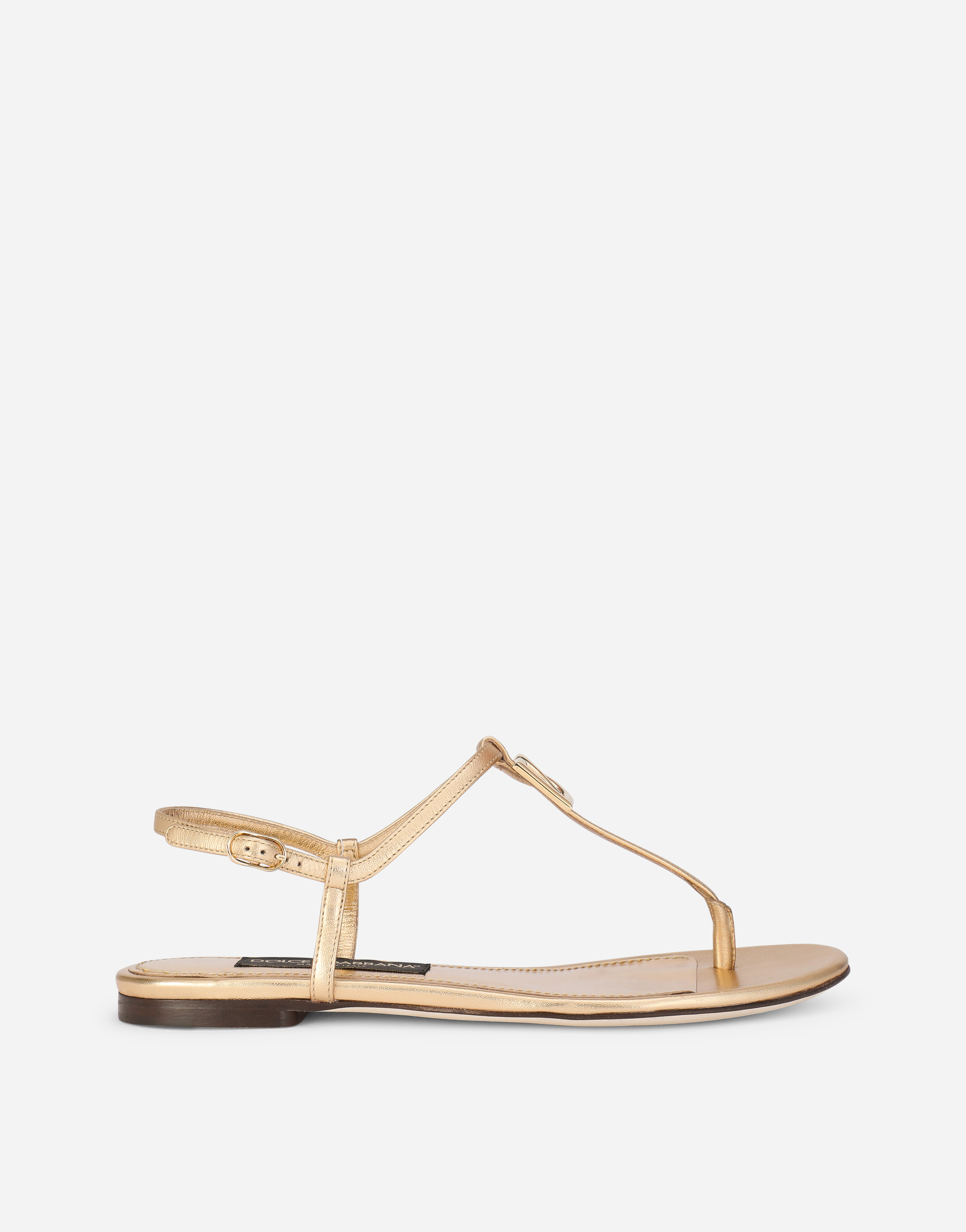 Nappa mordore DG thong sandals in Gold for Women | Dolce&Gabbana®