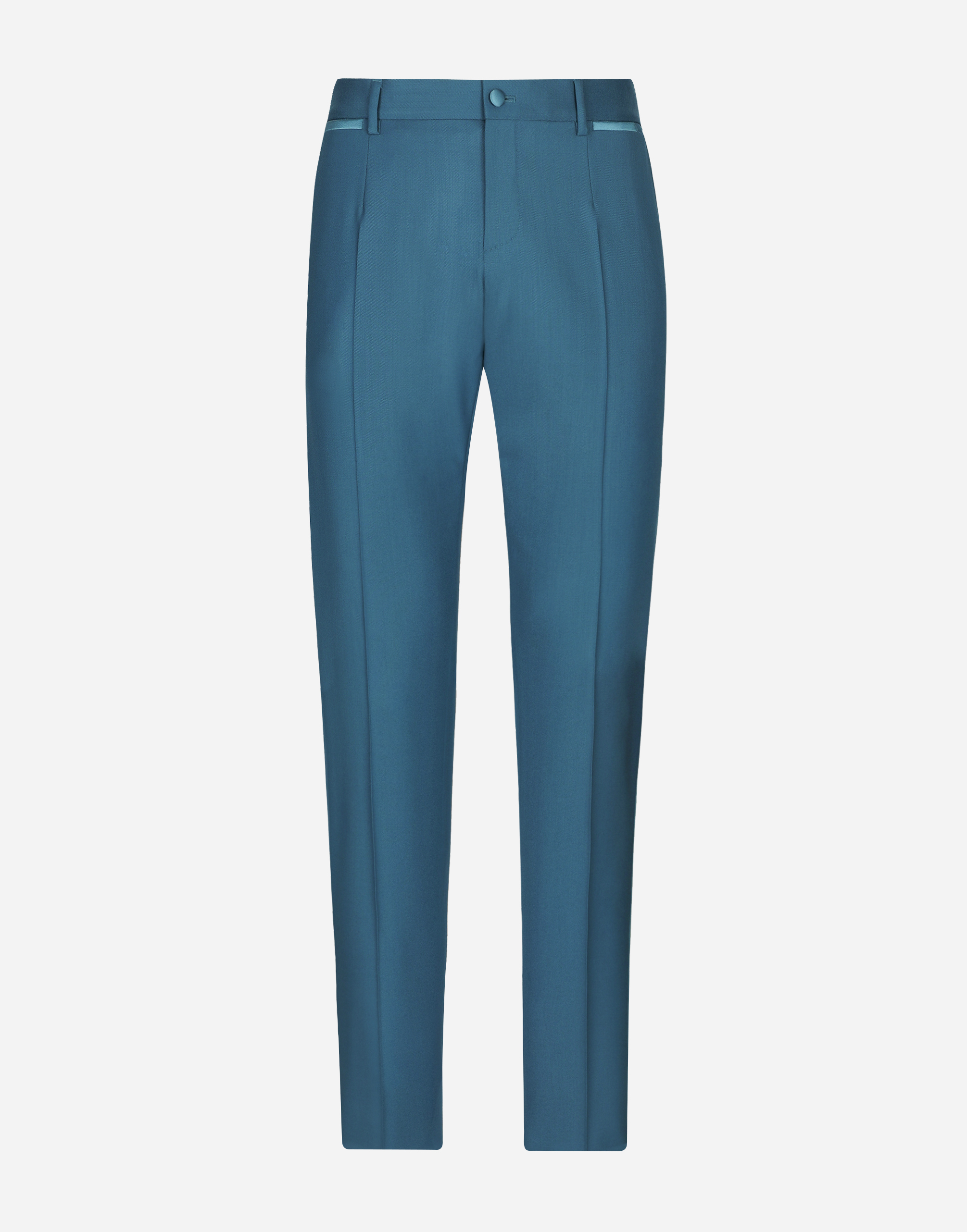 Tailored stretch wool tuxedo pants in Blue