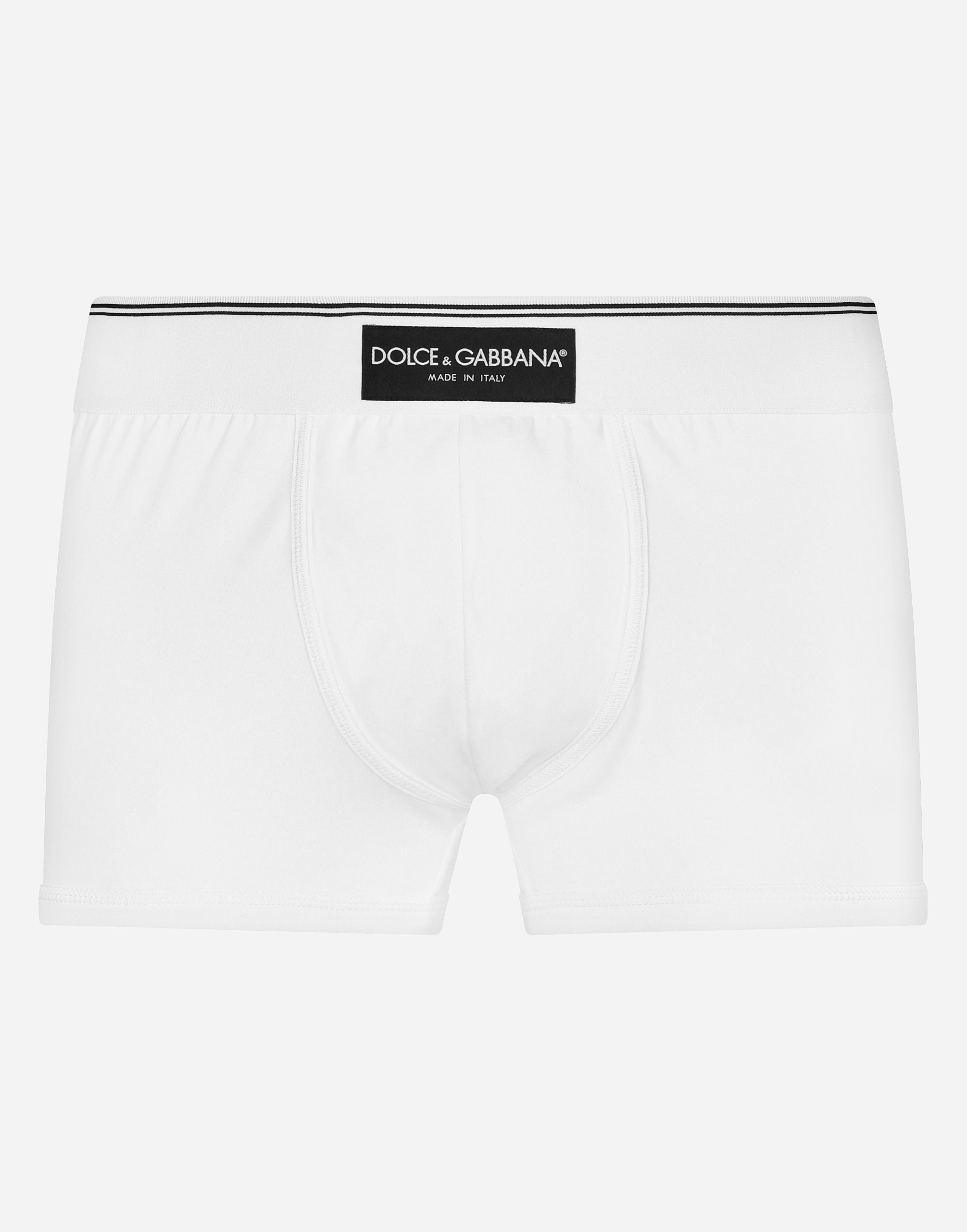 Two-way-stretch jersey boxers with patch in White