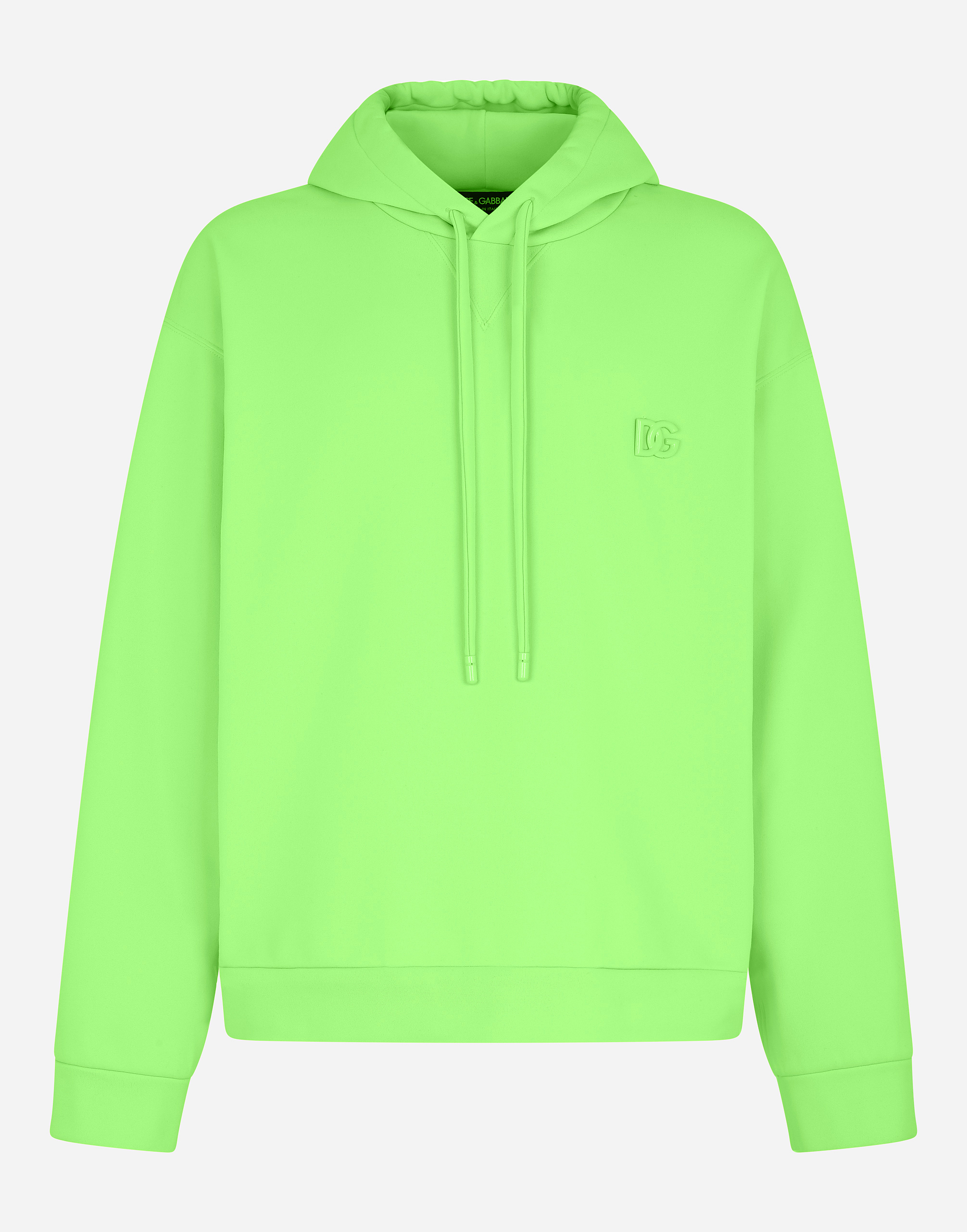 Jersey hoodie with metal DG logo in Green