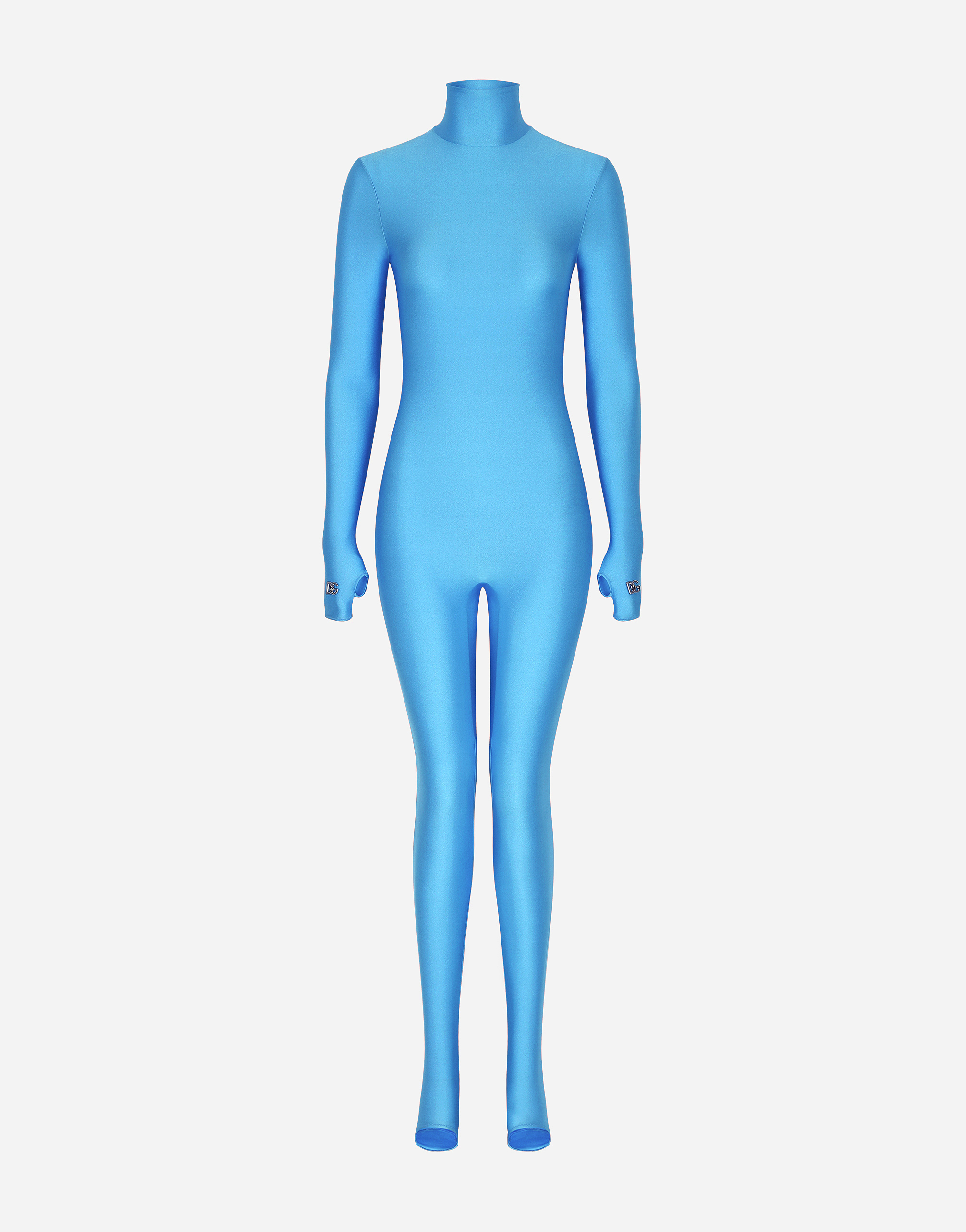 Technical jersey jumpsuit with DG logo in Turquoise