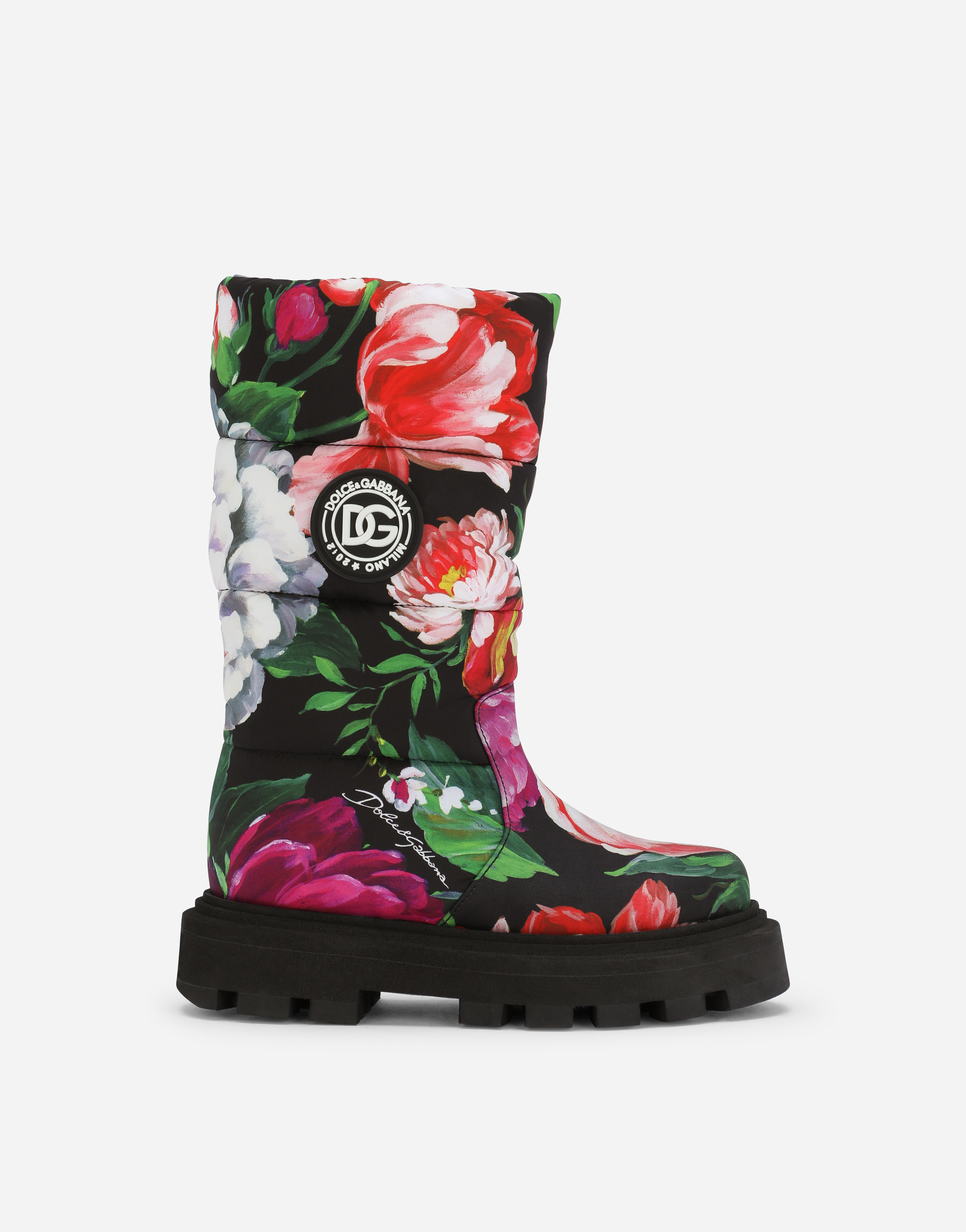 Floral-print nylon boots in Multicolor