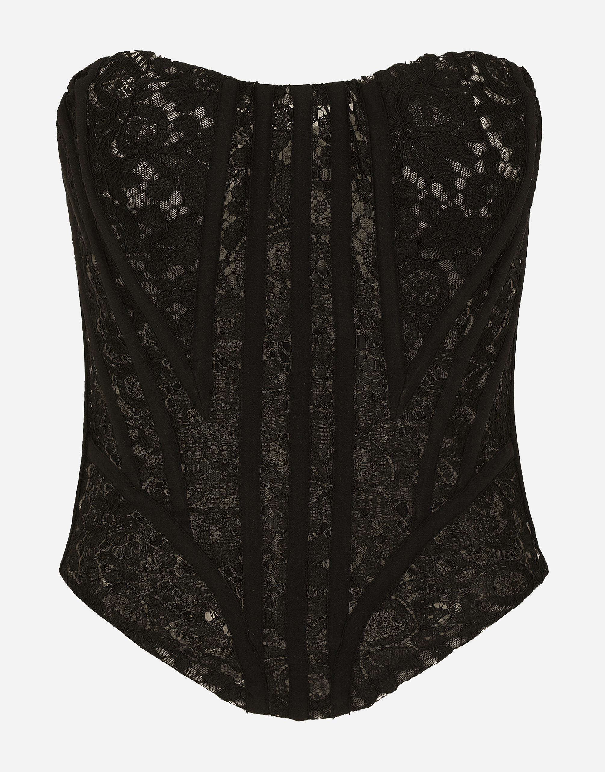Lace bustier with laces and eyelets in Black