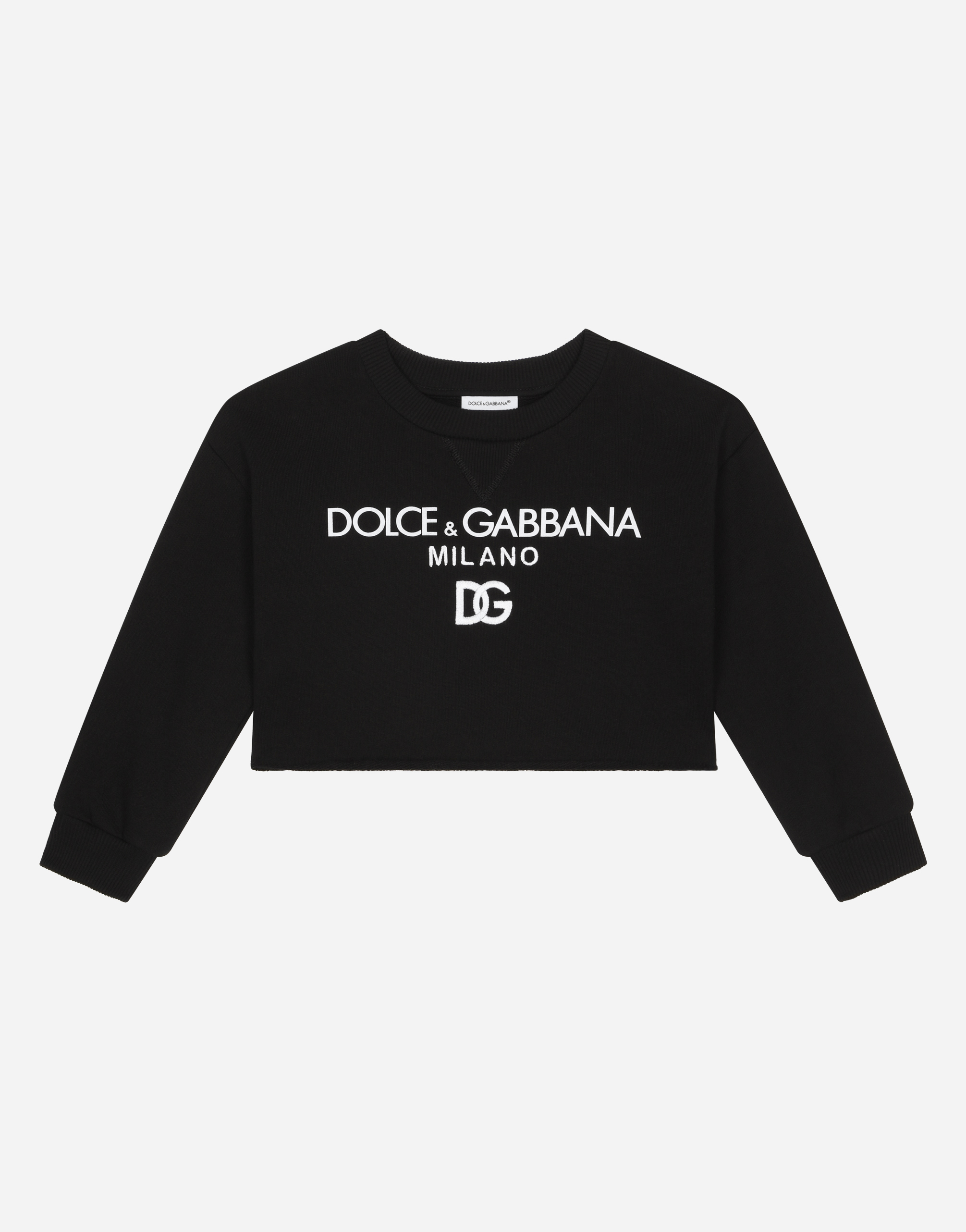 Jersey sweatshirt with Dolce&Gabbana embroidery in Black