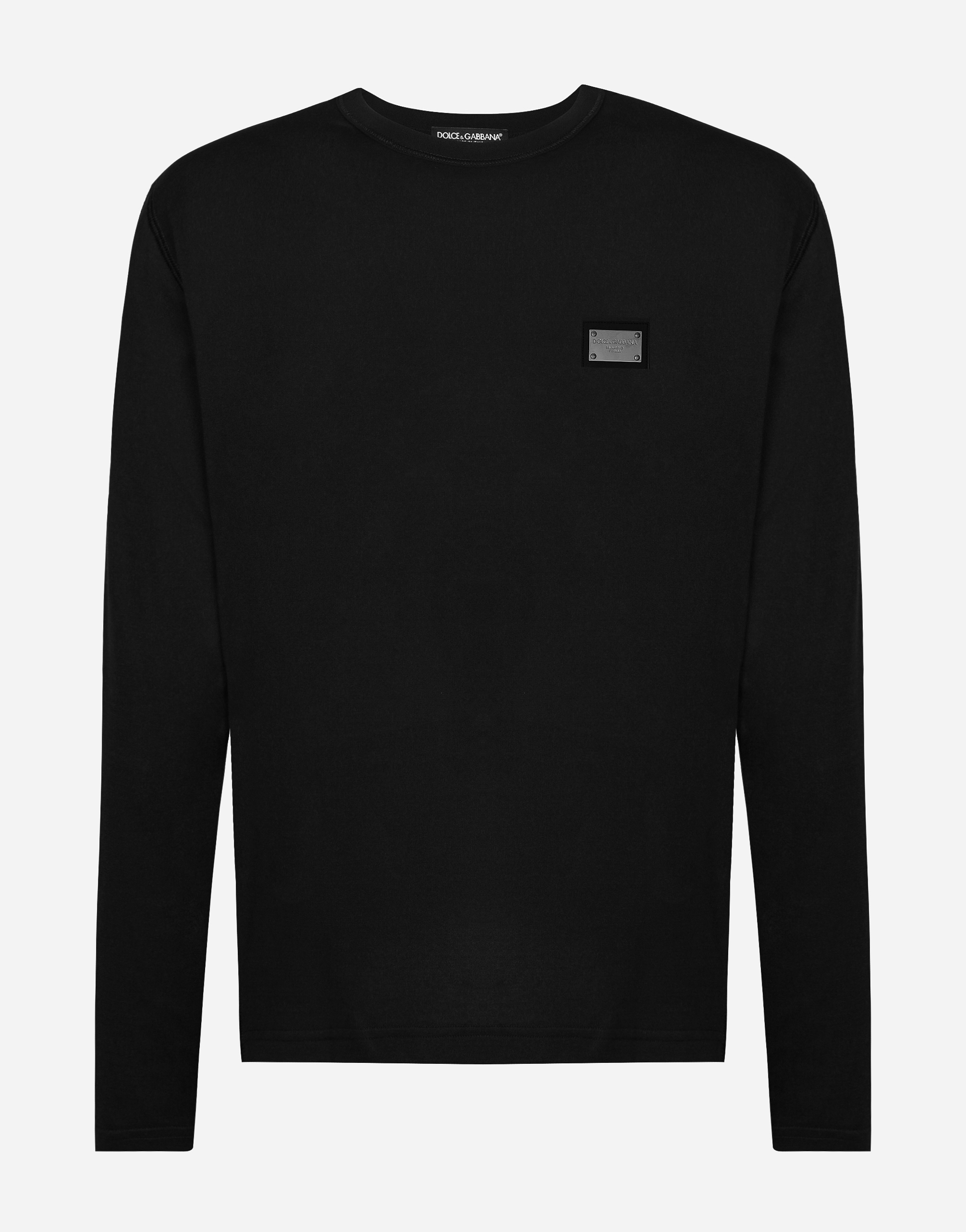 Long-sleeved T-shirt with logo tag in Black