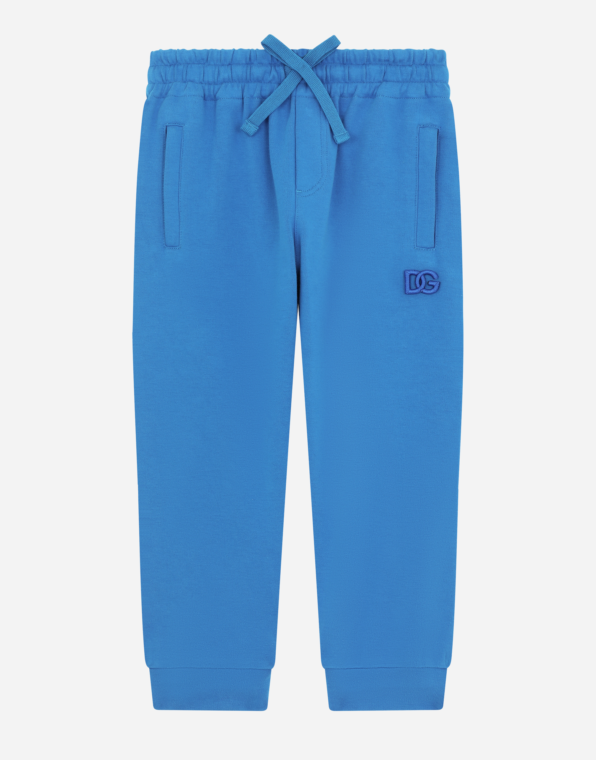 Jersey jogging pants with DG logo embroidery in Turquoise