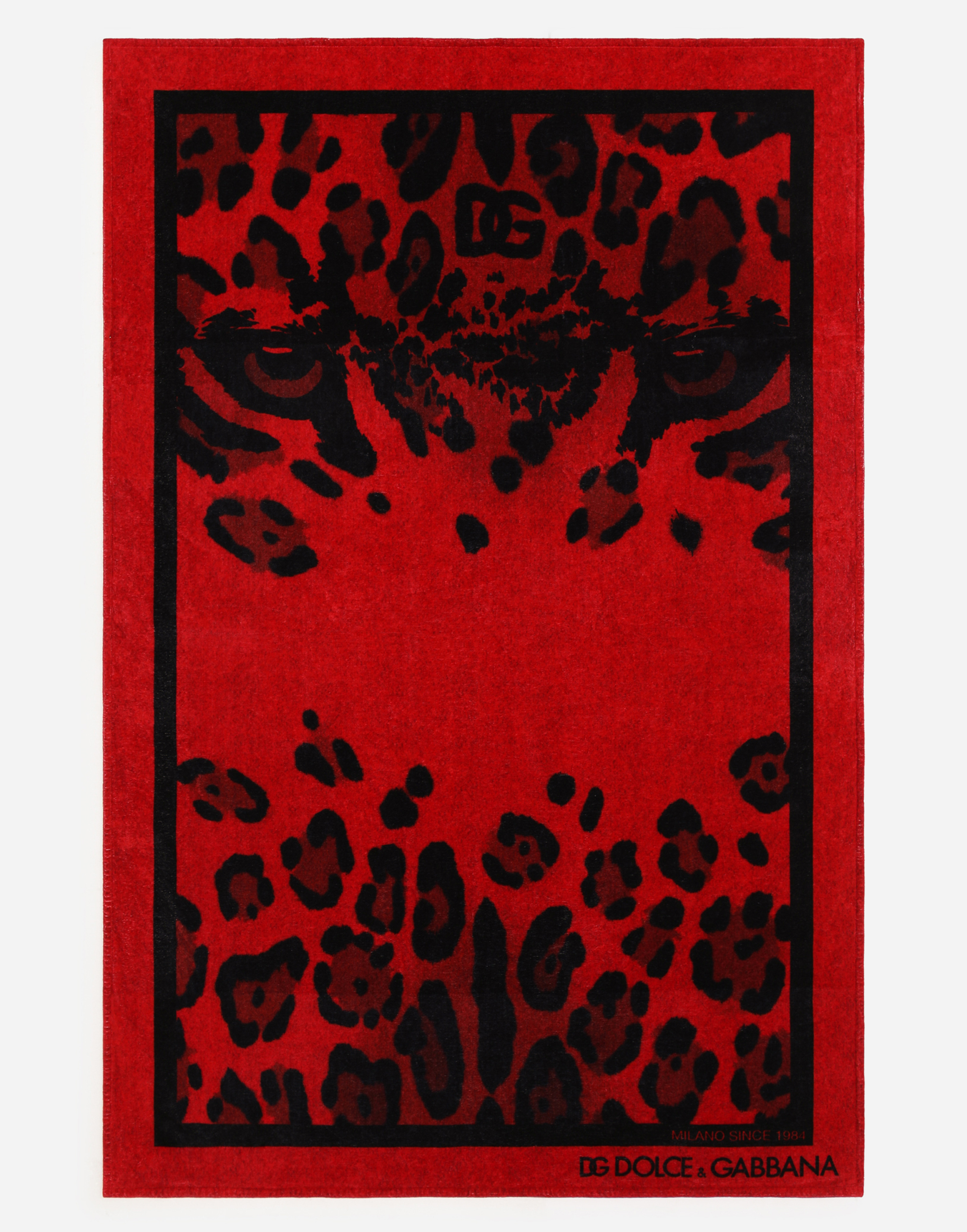 Cotton beach towel with leopard print in Multicolor