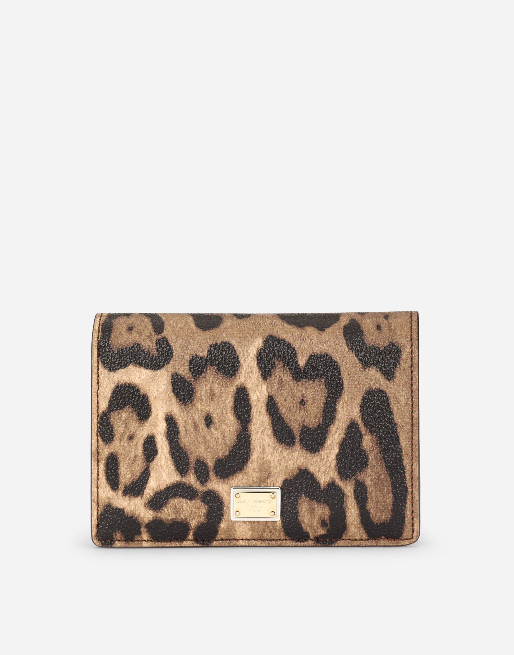 Leopard-print Crespo zip-around wallet with branded plate in Multicolor