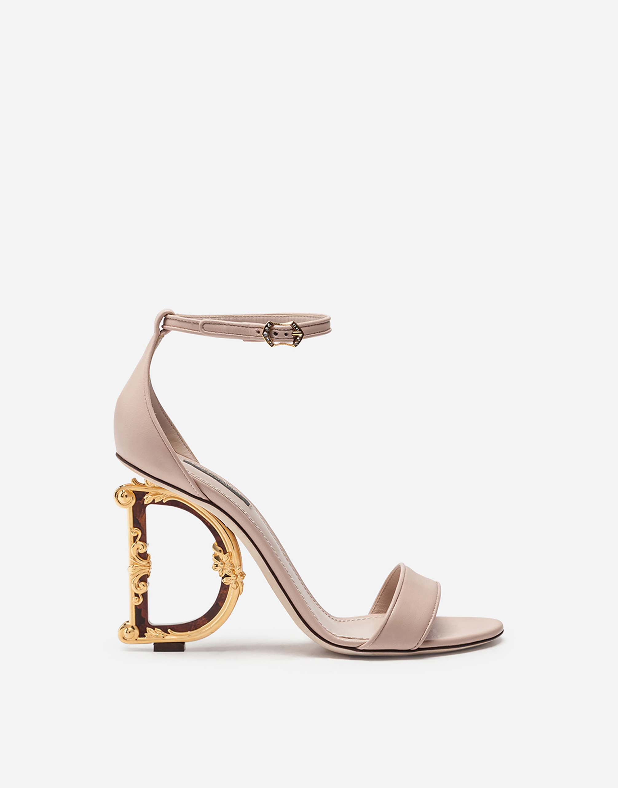 Nappa leather sandals with baroque DG detail in Pale Pink