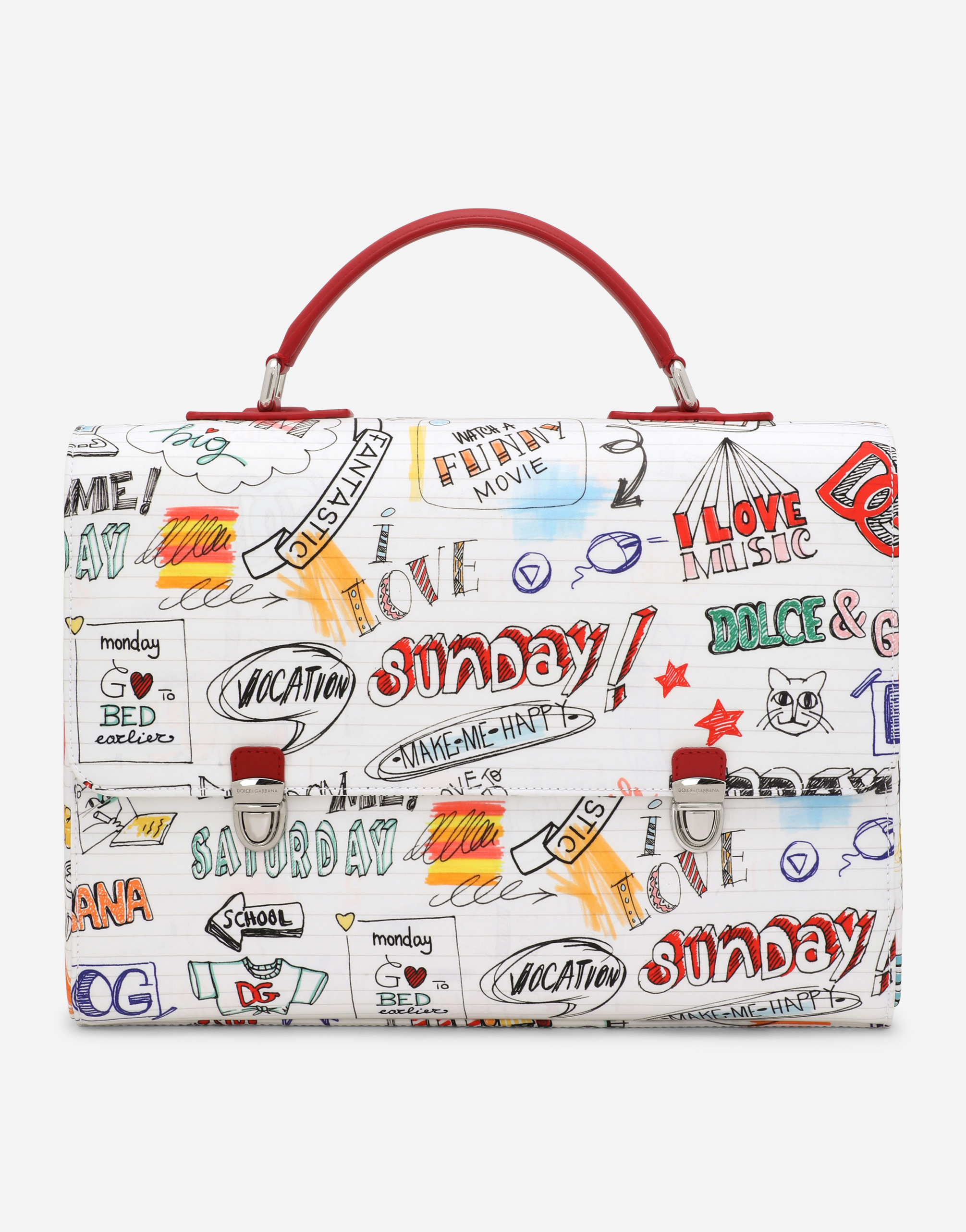 Nylon satchel with Smemo print in Multicolor
