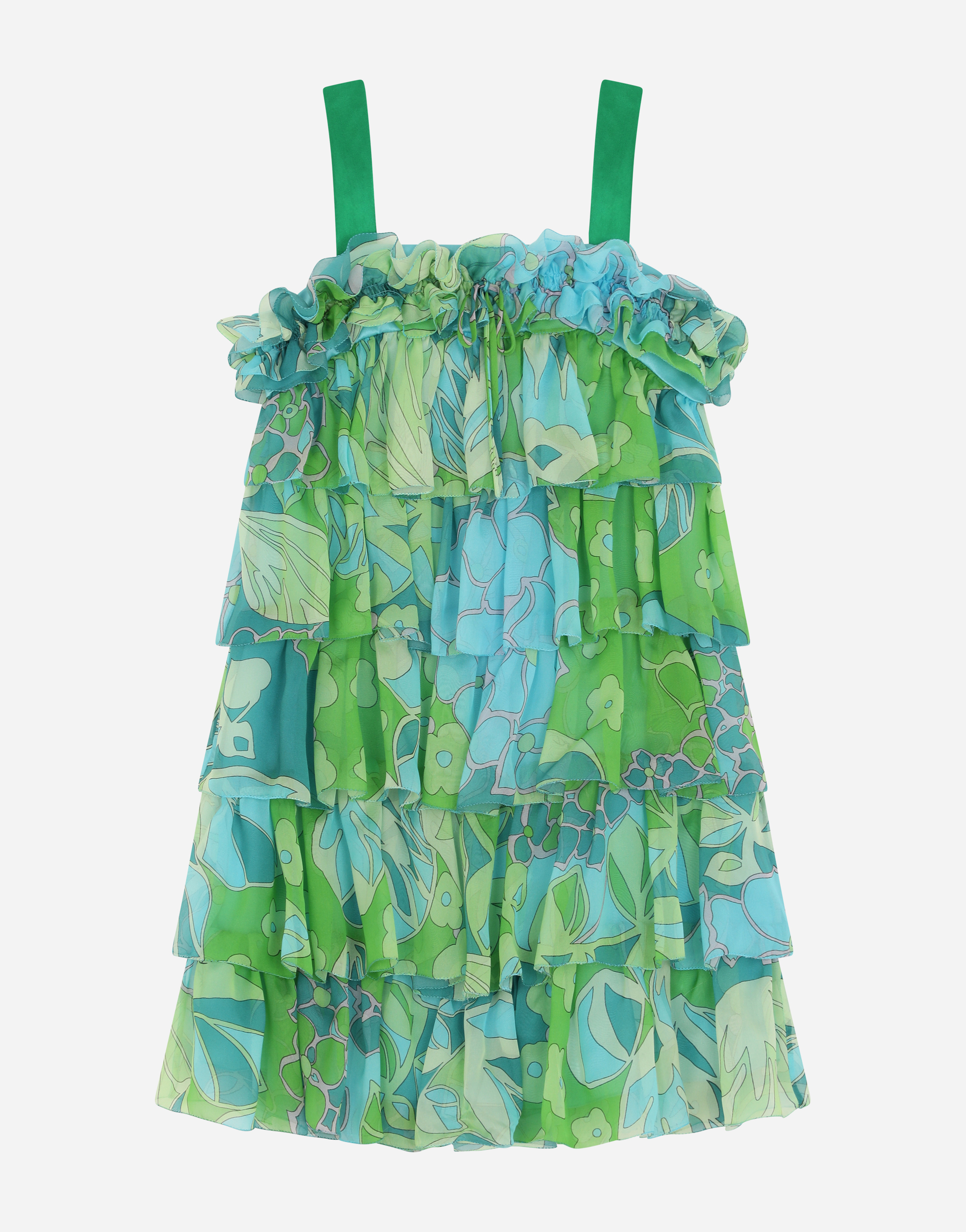Short 60s-print chiffon dress in Multicolor