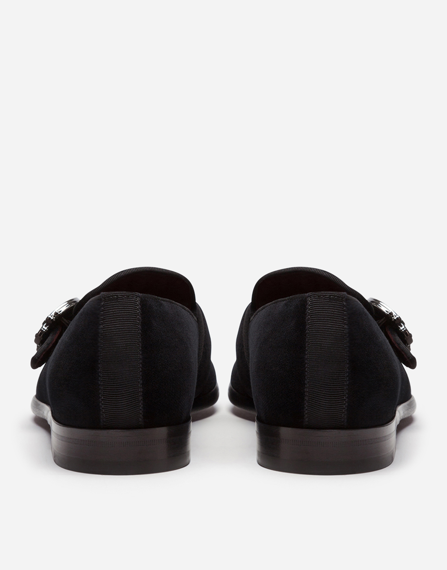Velvet loafers with DG logo in Black for Men | Dolce&Gabbana®