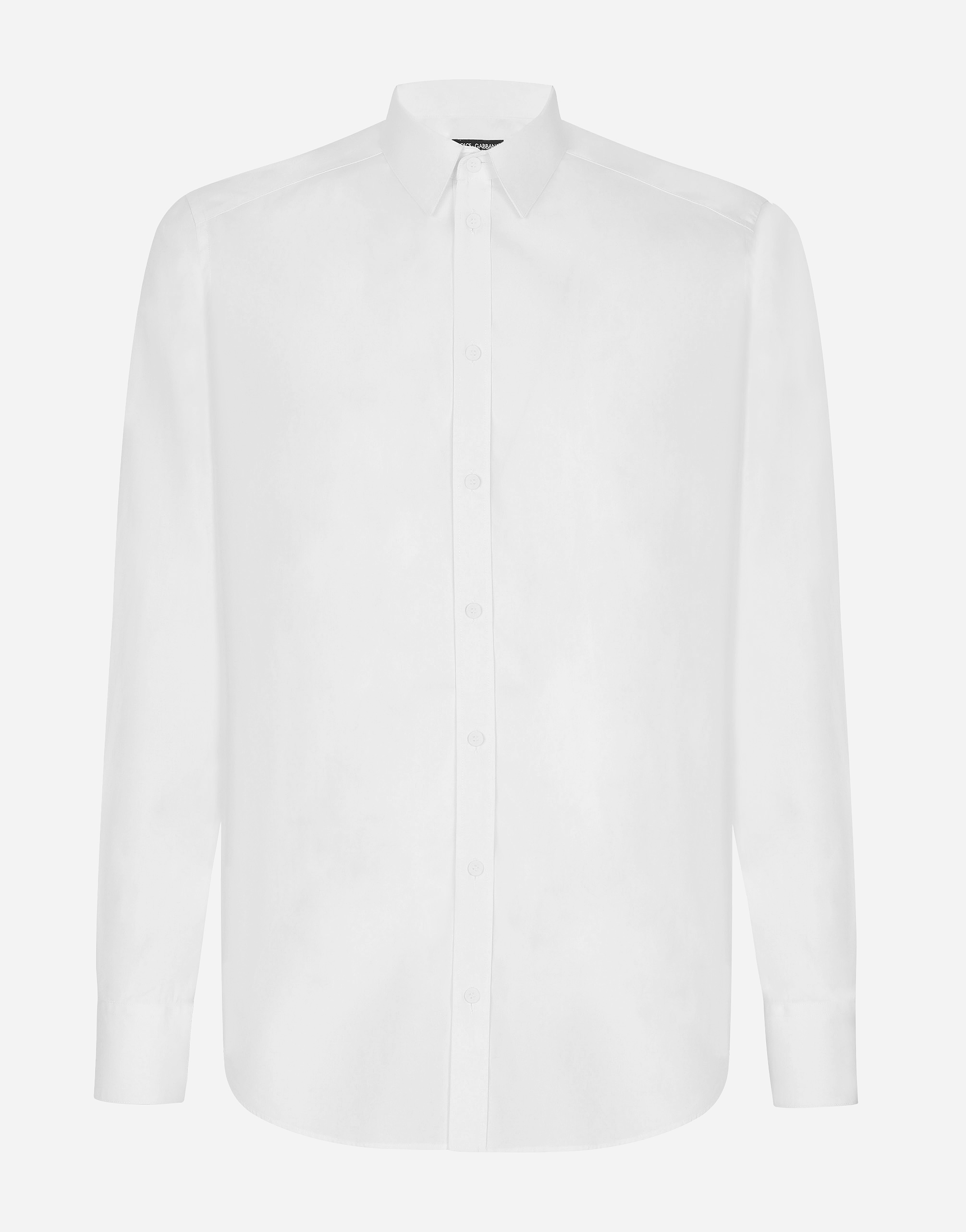 Stretch cotton poplin Gold-fit shirt in White