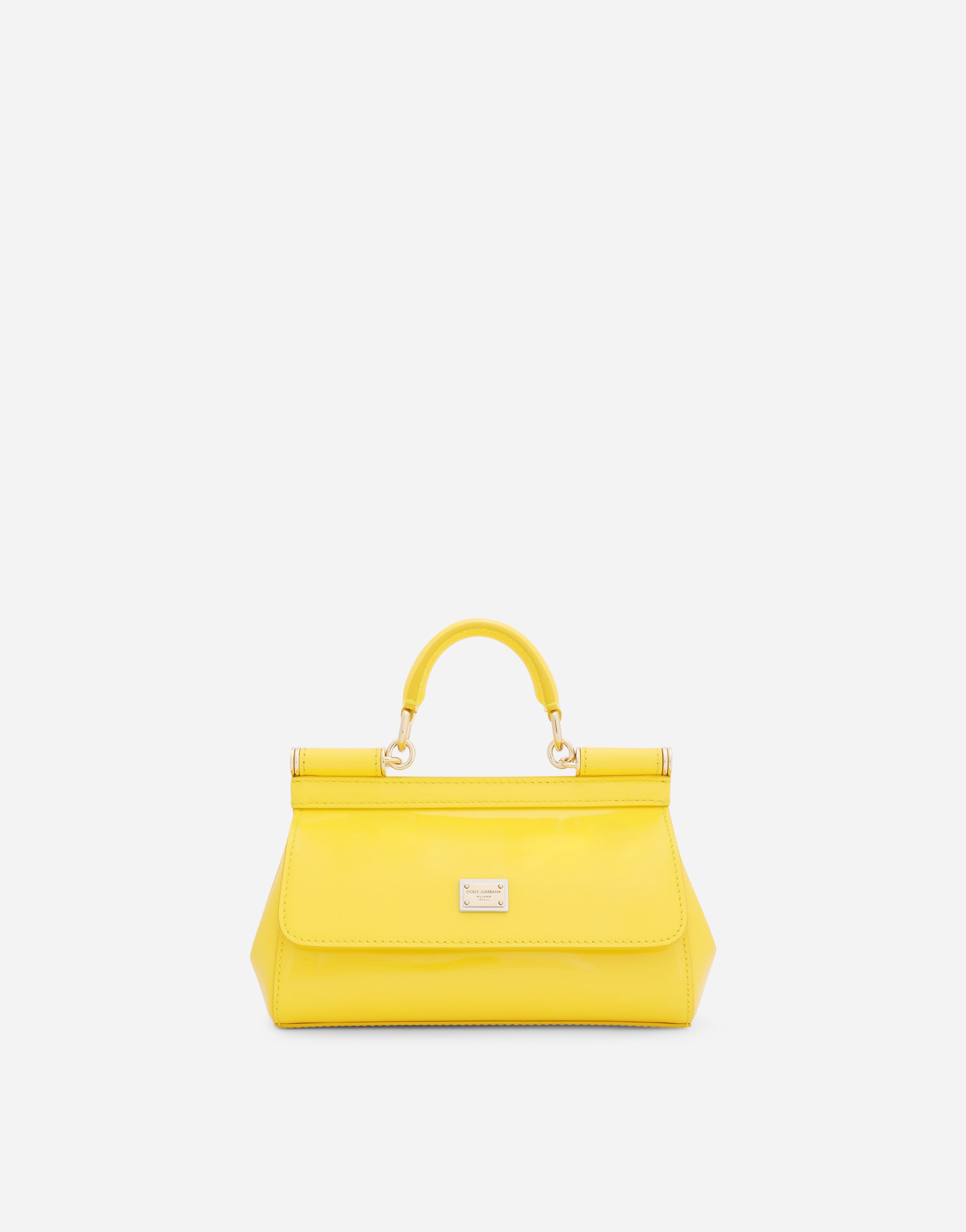 Small patent leather Sicily bag in Yellow