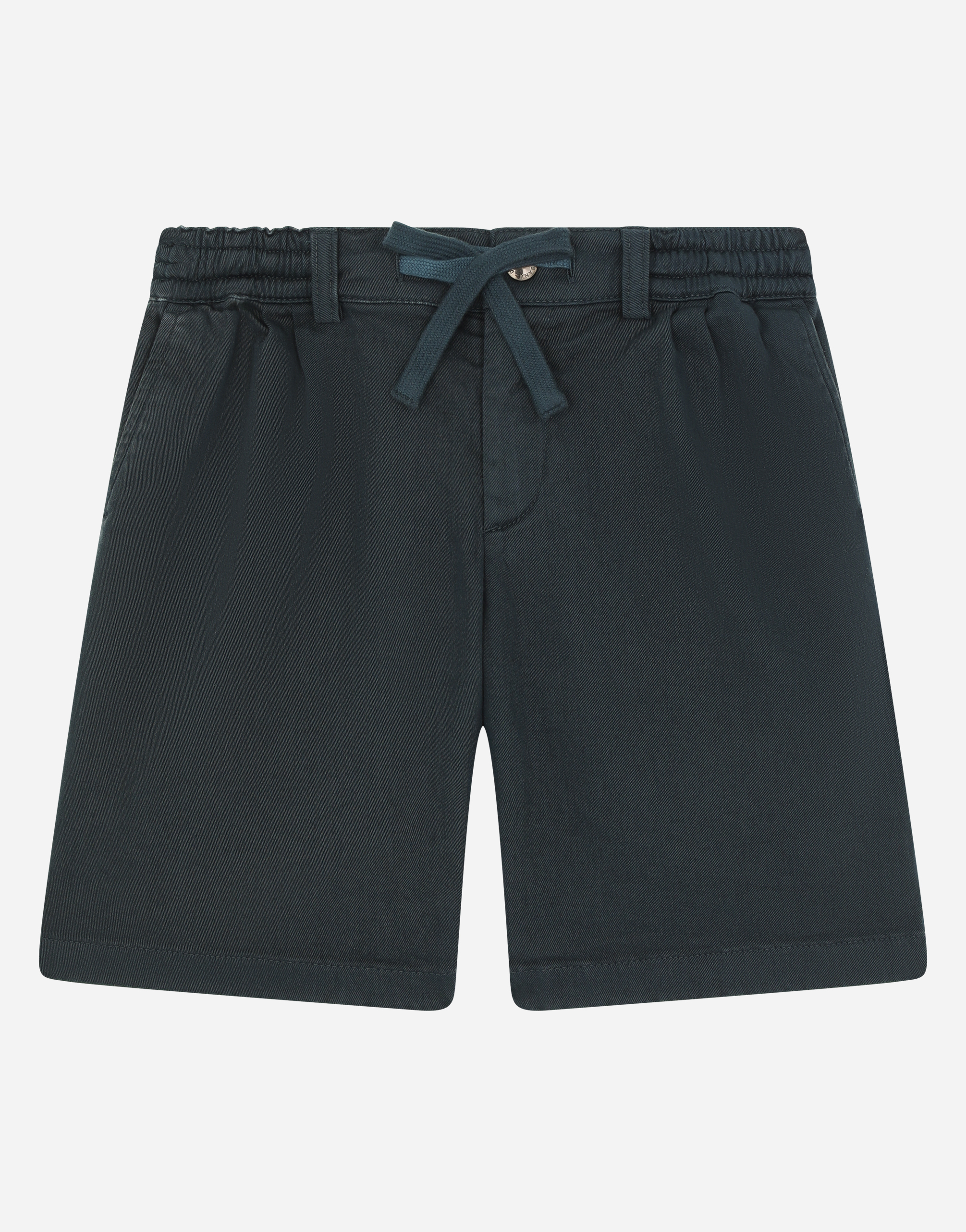 Garment-dyed drill shorts with drawstring in Blue