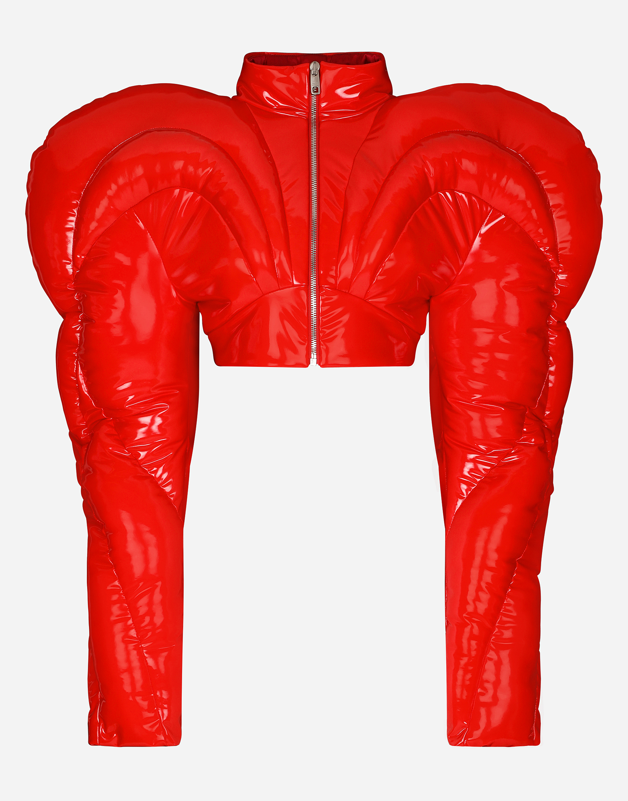 Padded coated fabric jacket in Red