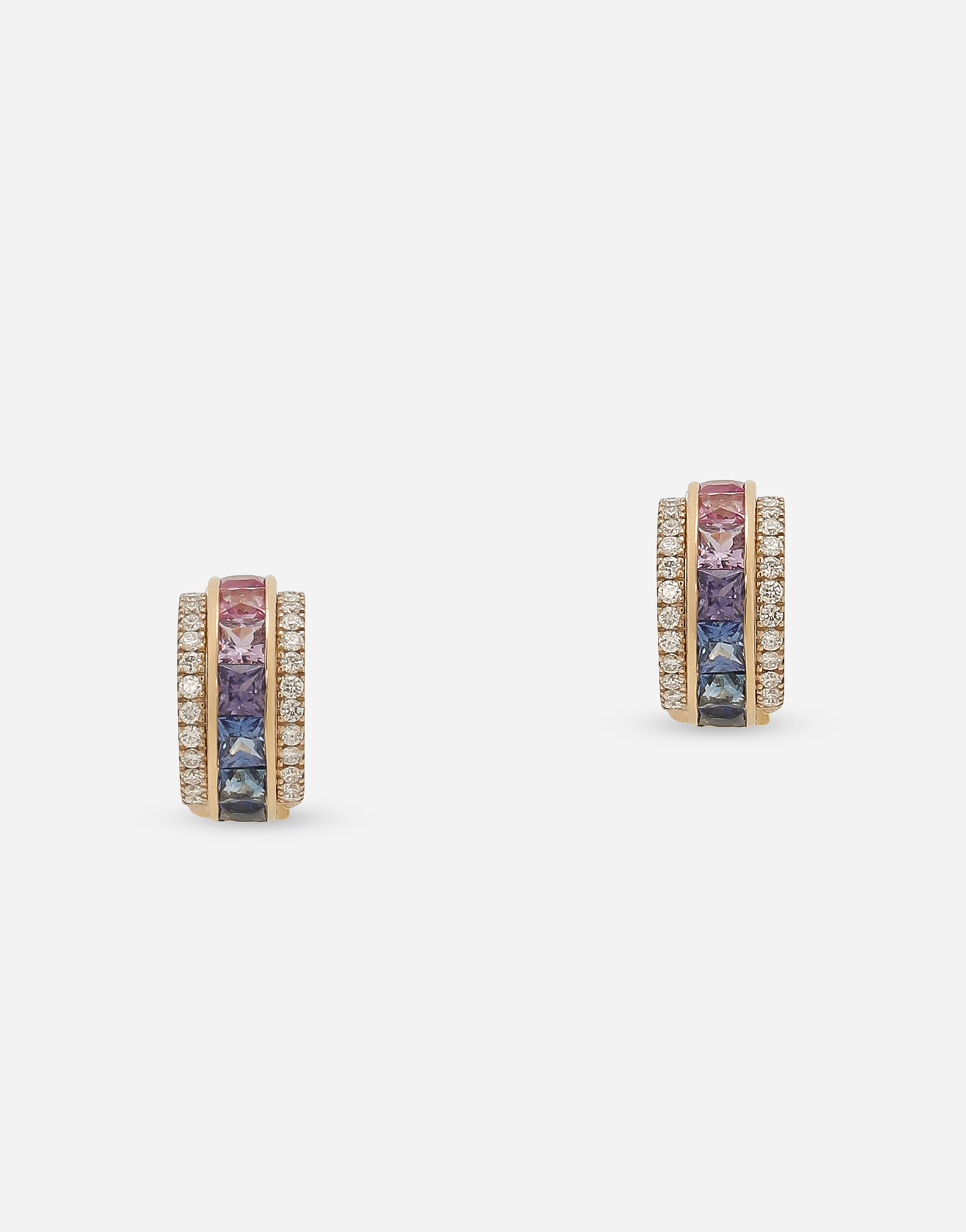 Dolce & Gabbana Rainbow Earrings In Yellow Gold 18kt With Multicolor Sapphires And Diamonds