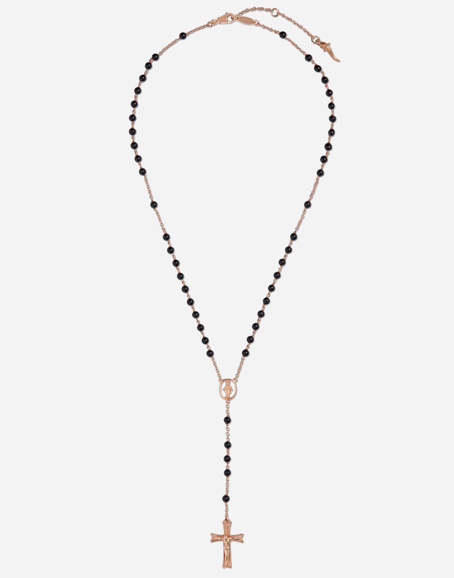 Tradition rosary necklace in red gold with black jades beads in Gold