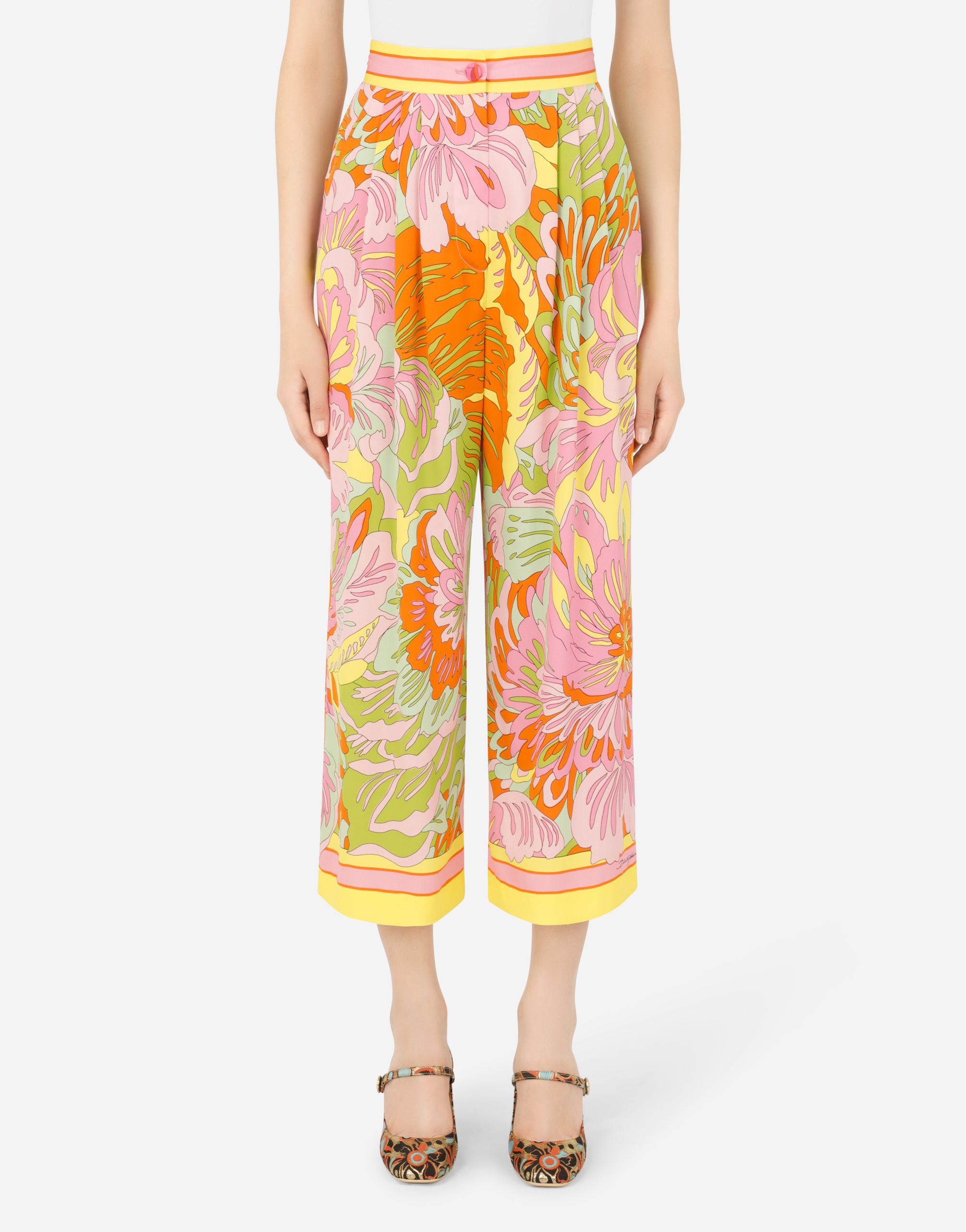 60s-print charmeuse culottes in Multicolor