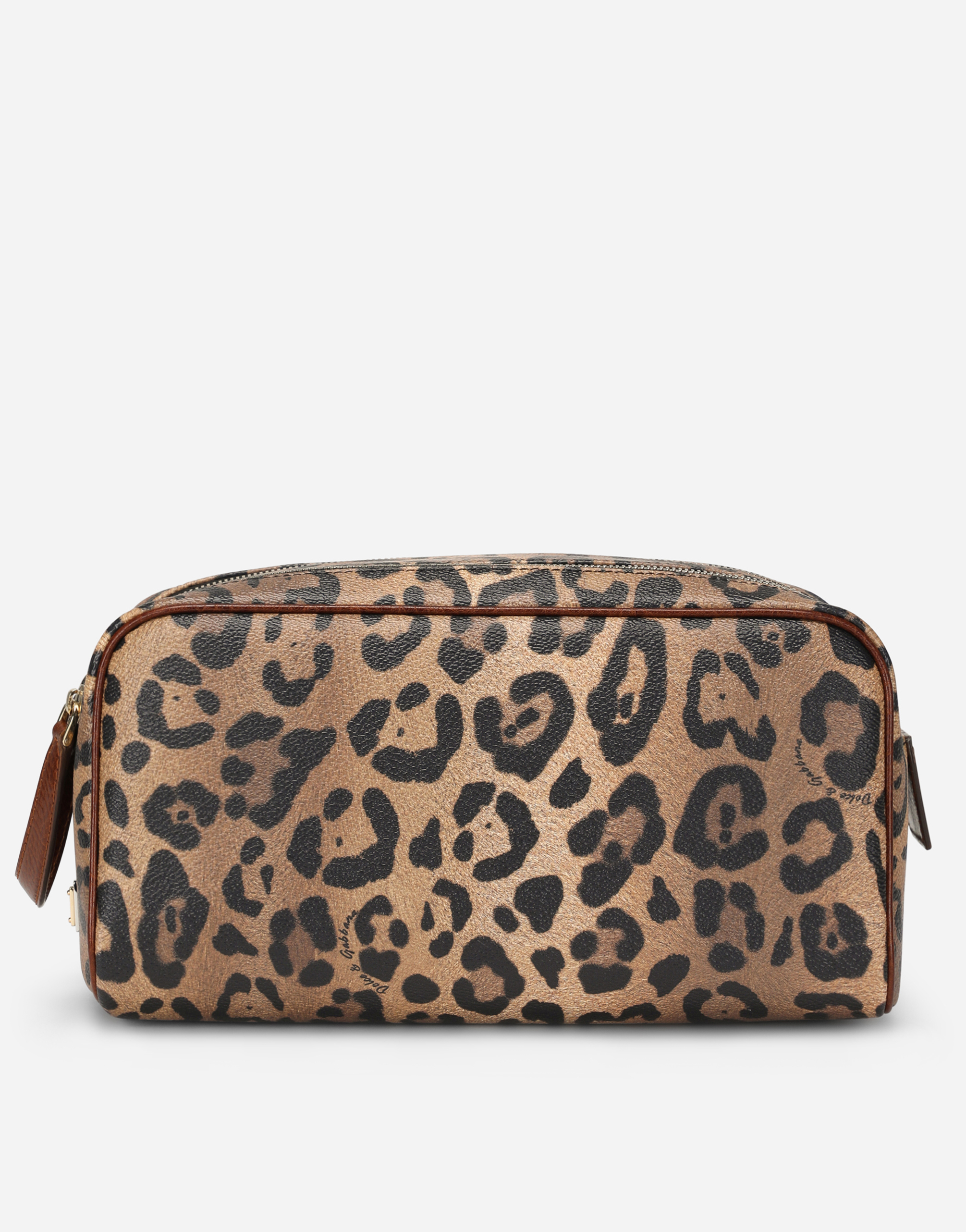 Leopard-print Crespo toiletry bag with branded plate  in Multicolor