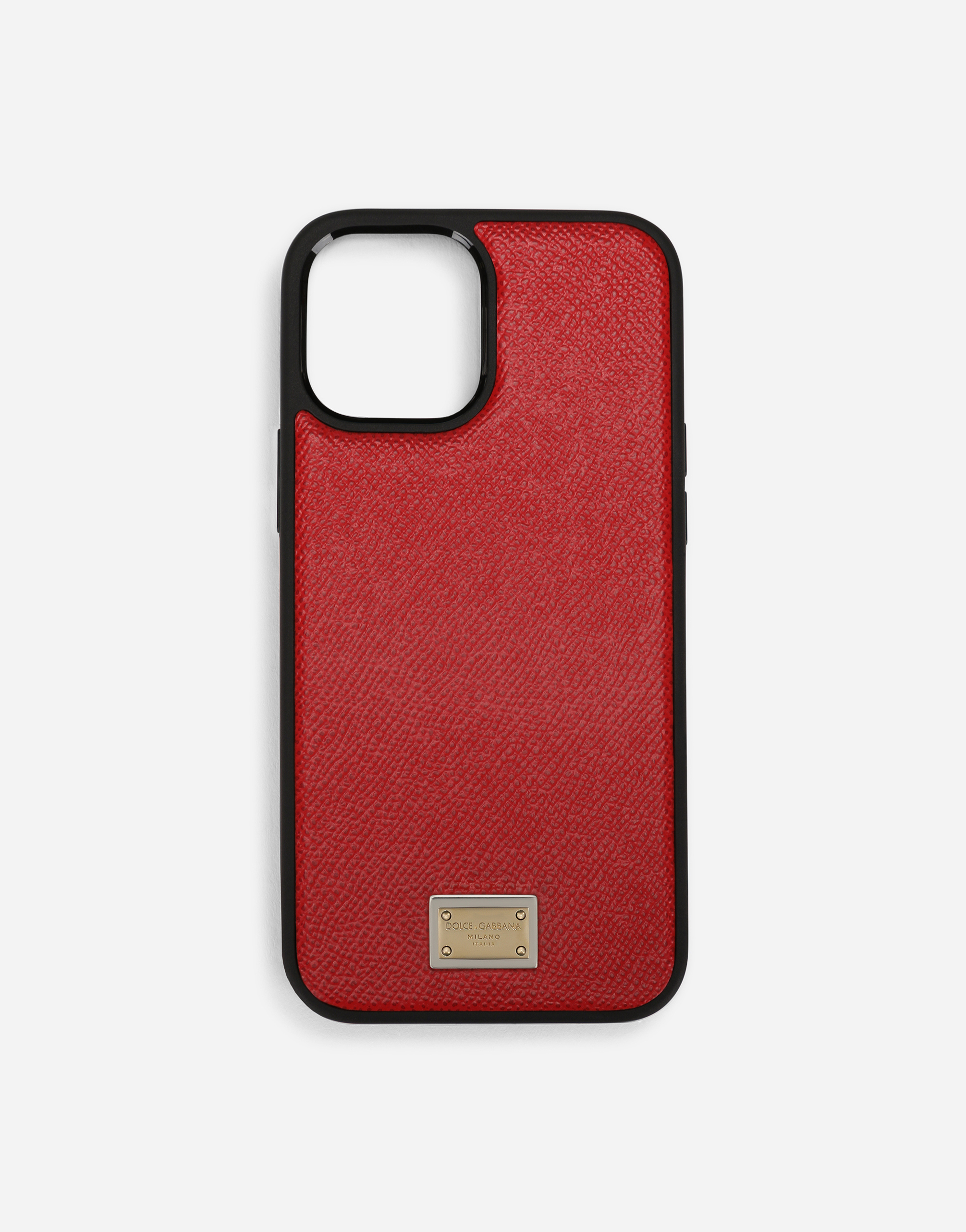 Dauphine calfskin iPhone 12 Pro Max cover with plate in Red