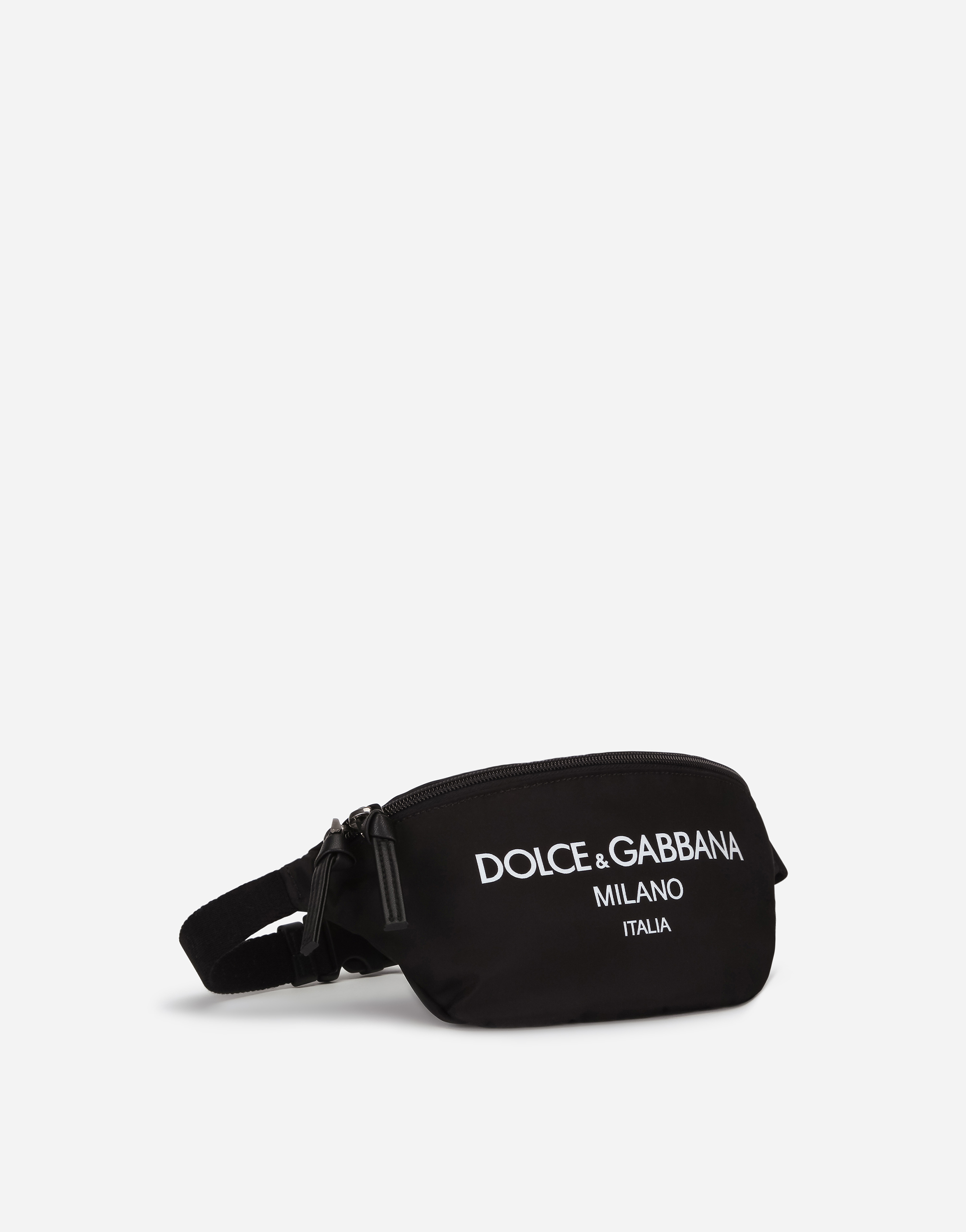 Shop Dolce & Gabbana Nylon Pocket Bag With Rubberized Logo In Black