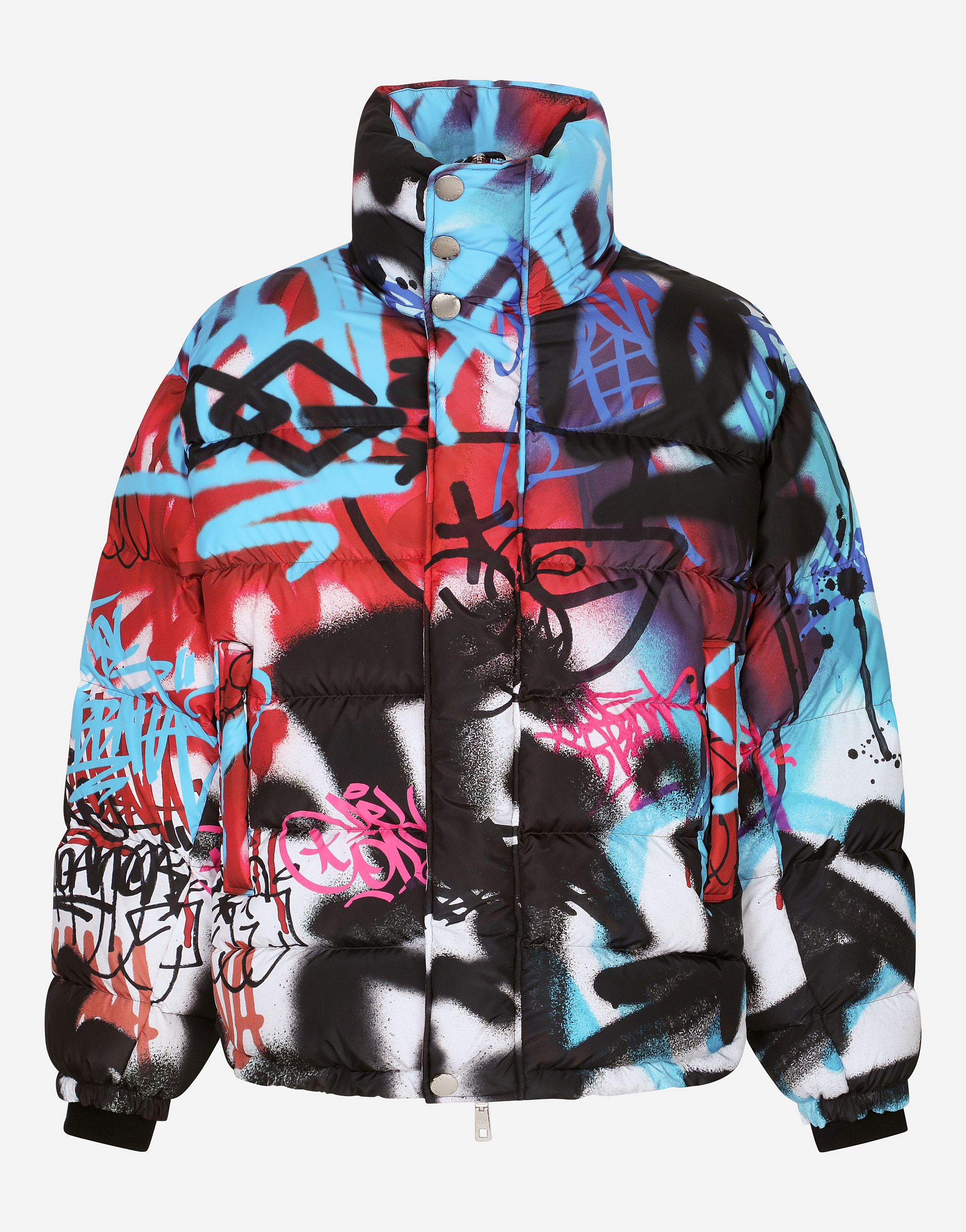 Nylon jacket with spray-paint graffiti print in Multicolor