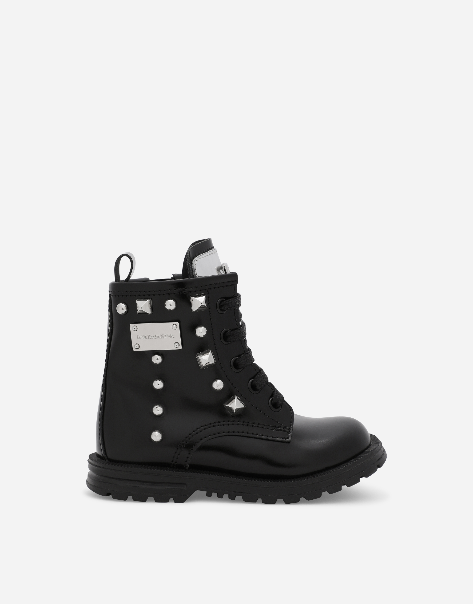 Calfskin combat boots with studs in Multicolor