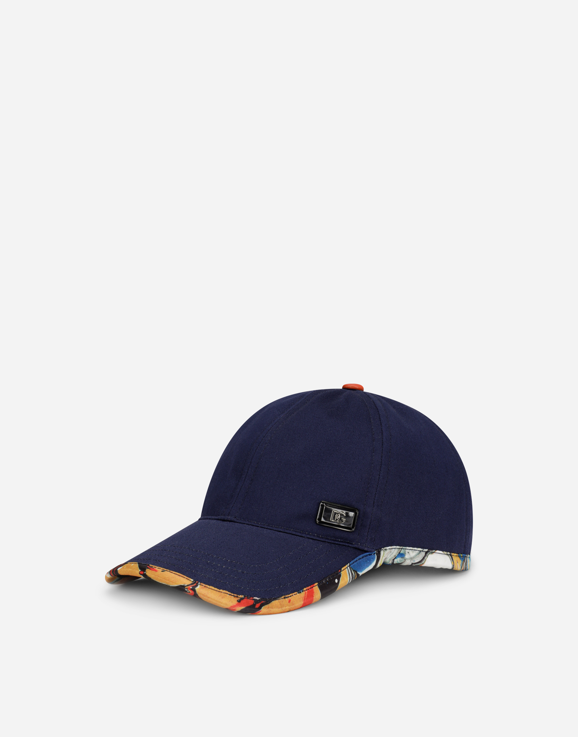 Baseball cap with marbled-print details in Blue