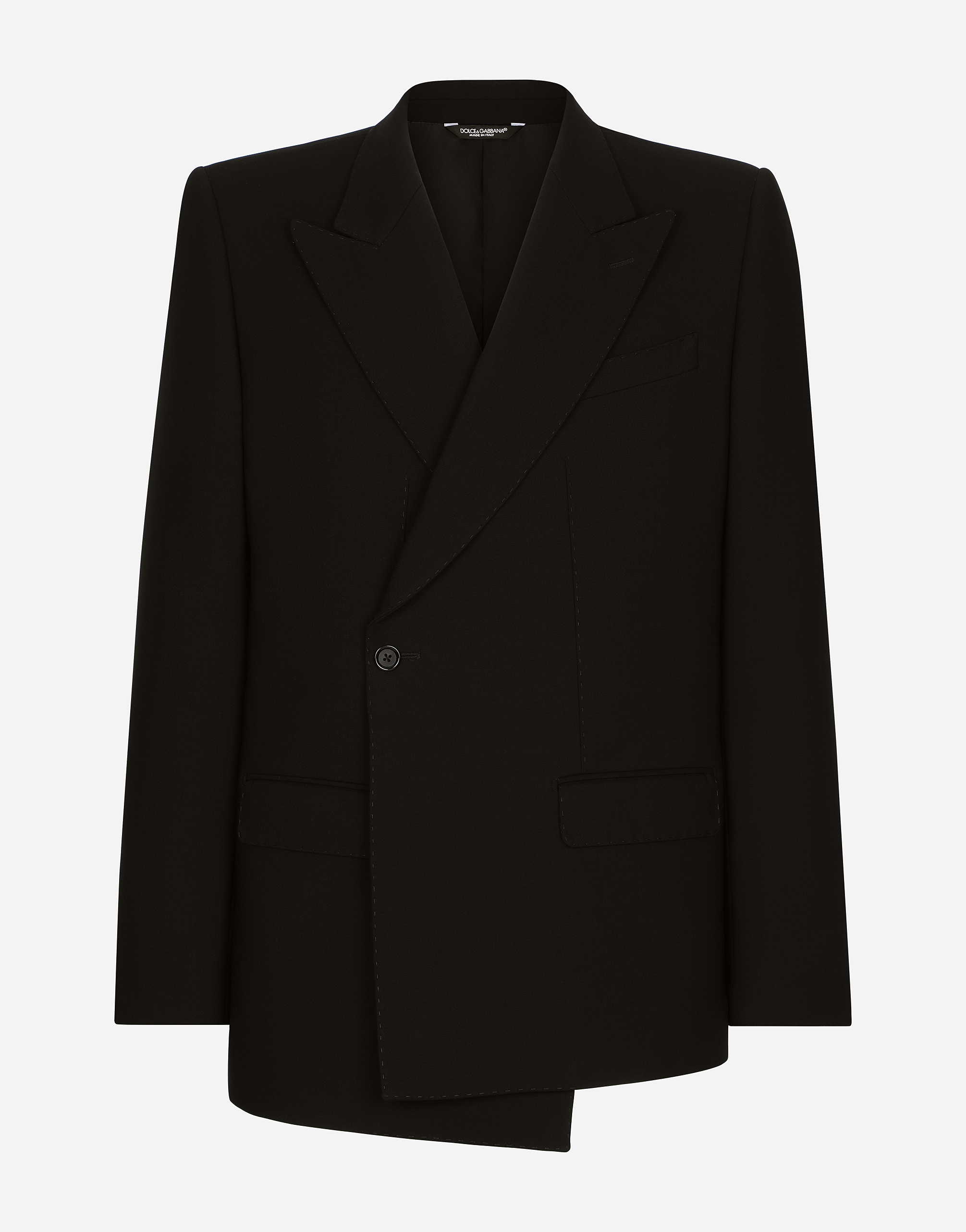 Tailored double-breasted virgin wool Sicilia-fit jacket in Black