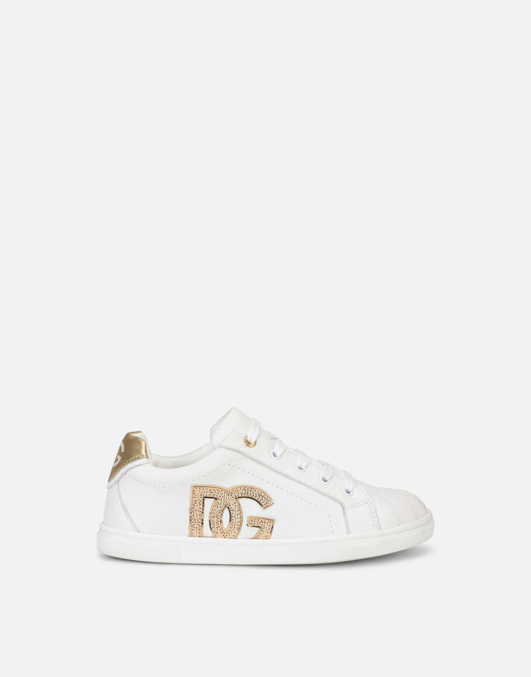 Calfskin sneakers with DG logo in White