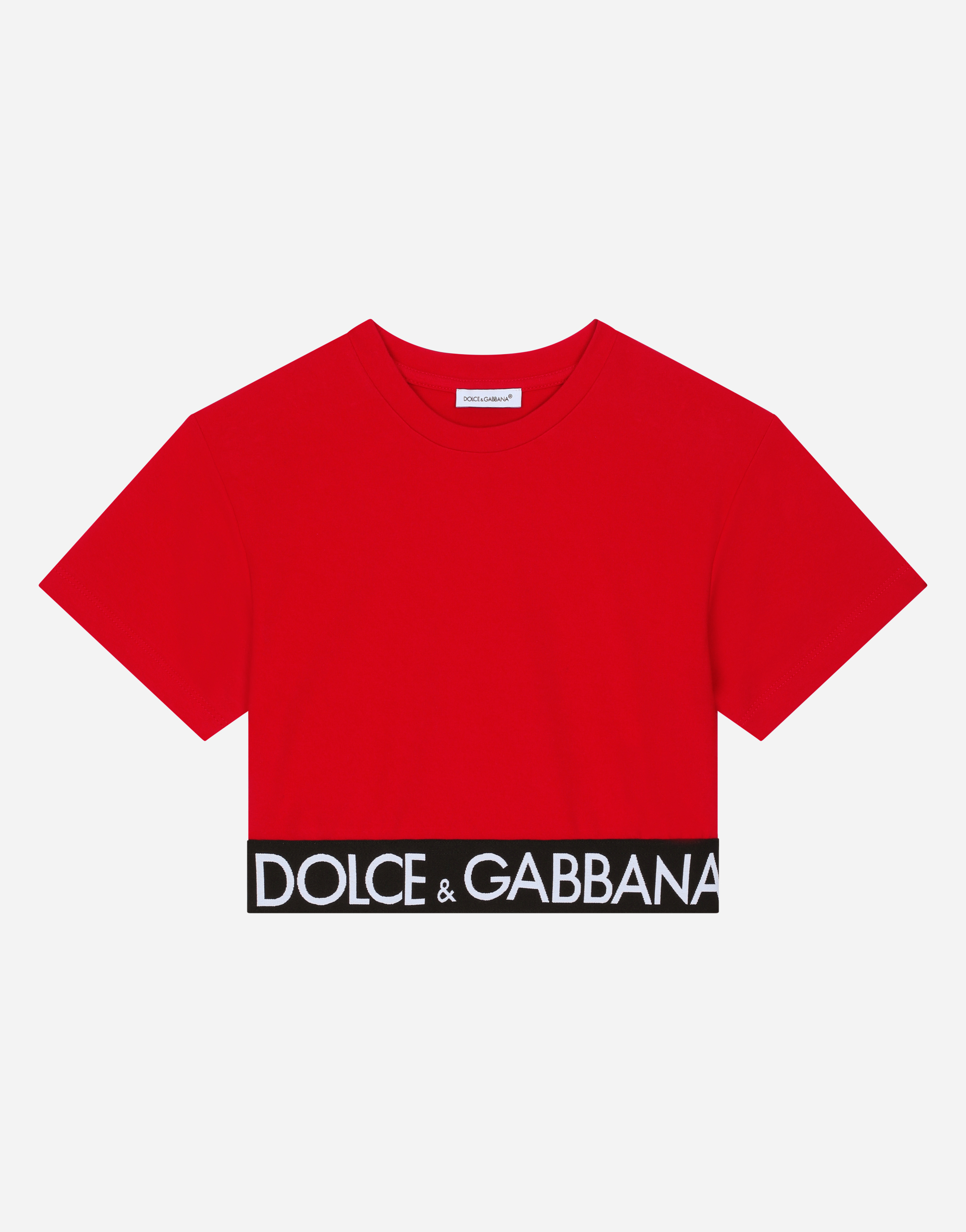 Jersey T-shirt with branded elastic in Red