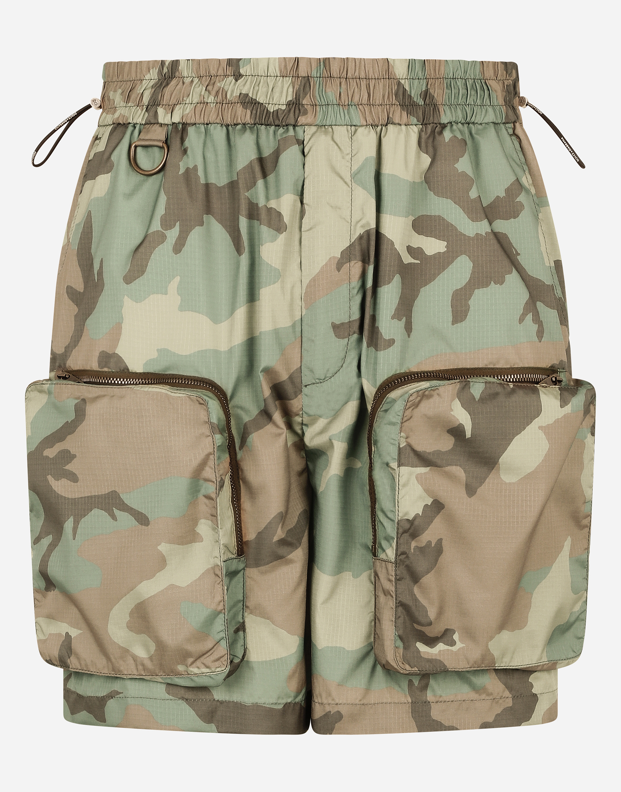 Nylon cargo shorts with camouflage print in Multicolor