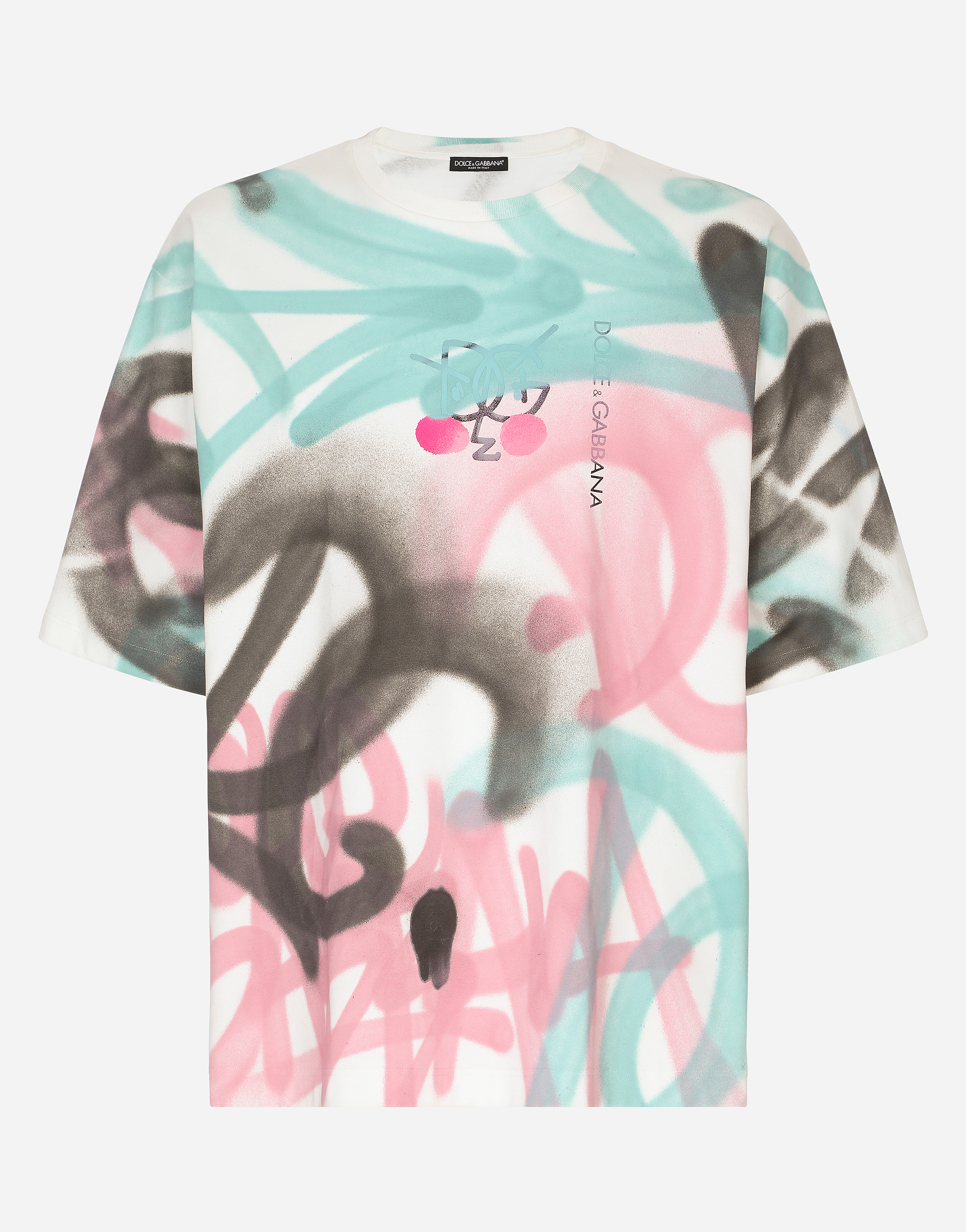 Cotton T-shirt with spray-paint DG print in Multicolor