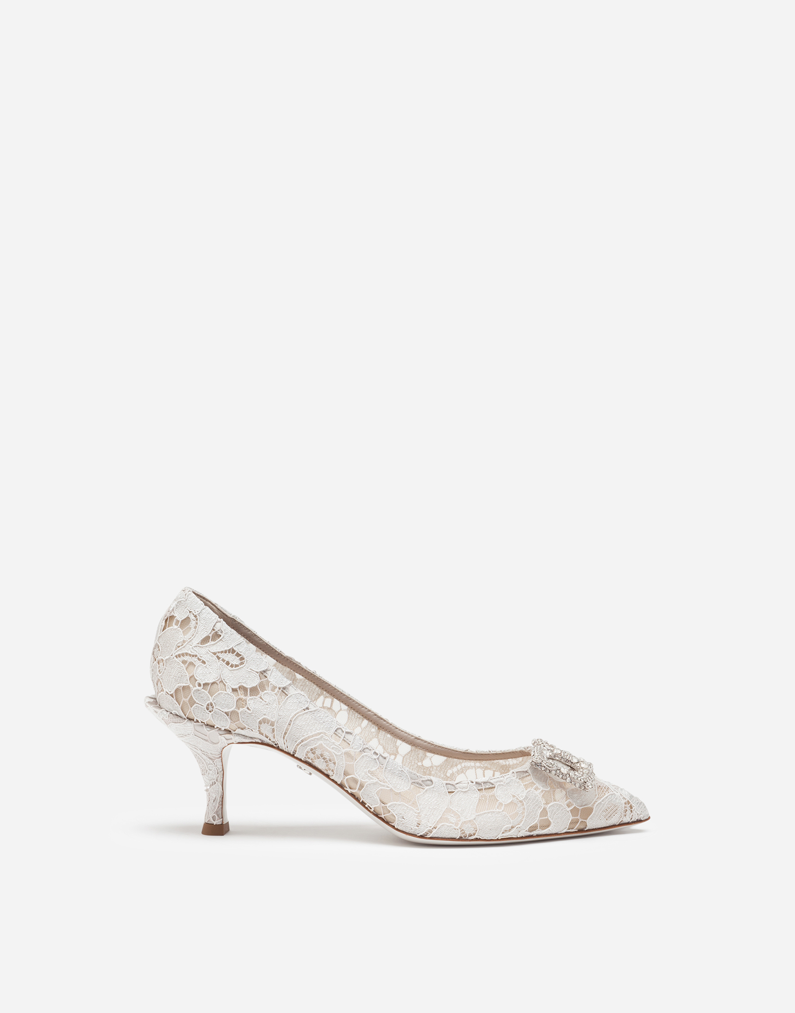 Dolce & Gabbana Taormina Lace Pumps With Dg Amore Logo In Grey