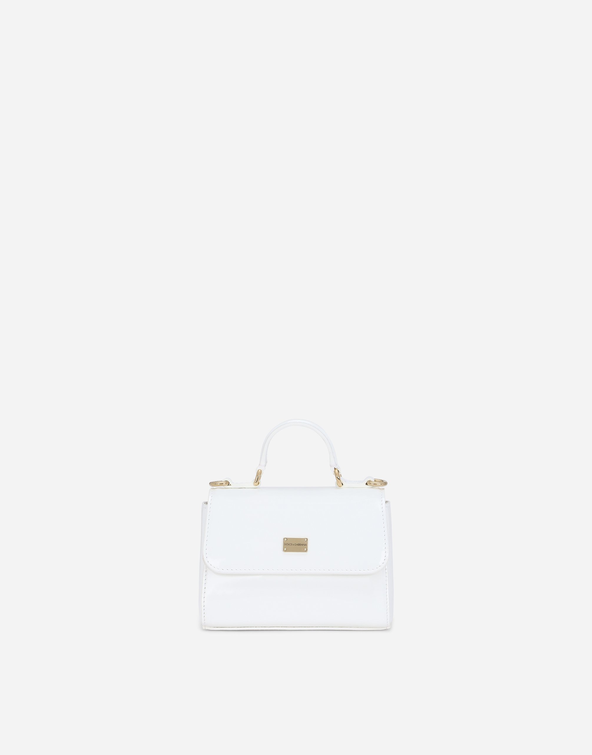 Patent leather handbag in White