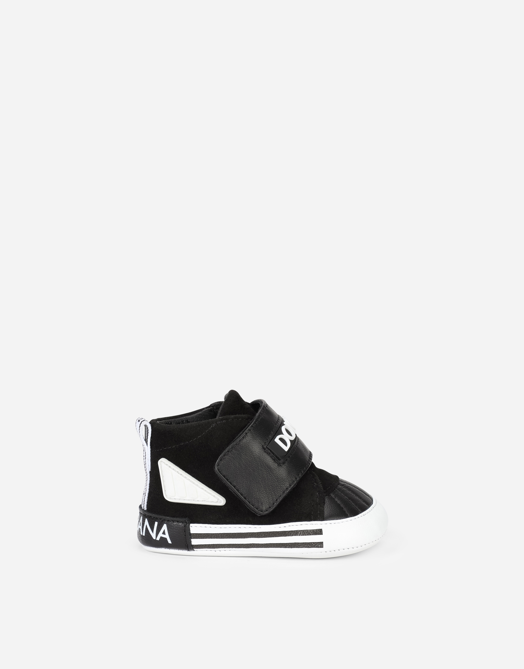 Lambskin high-top sneakers in Black/White
