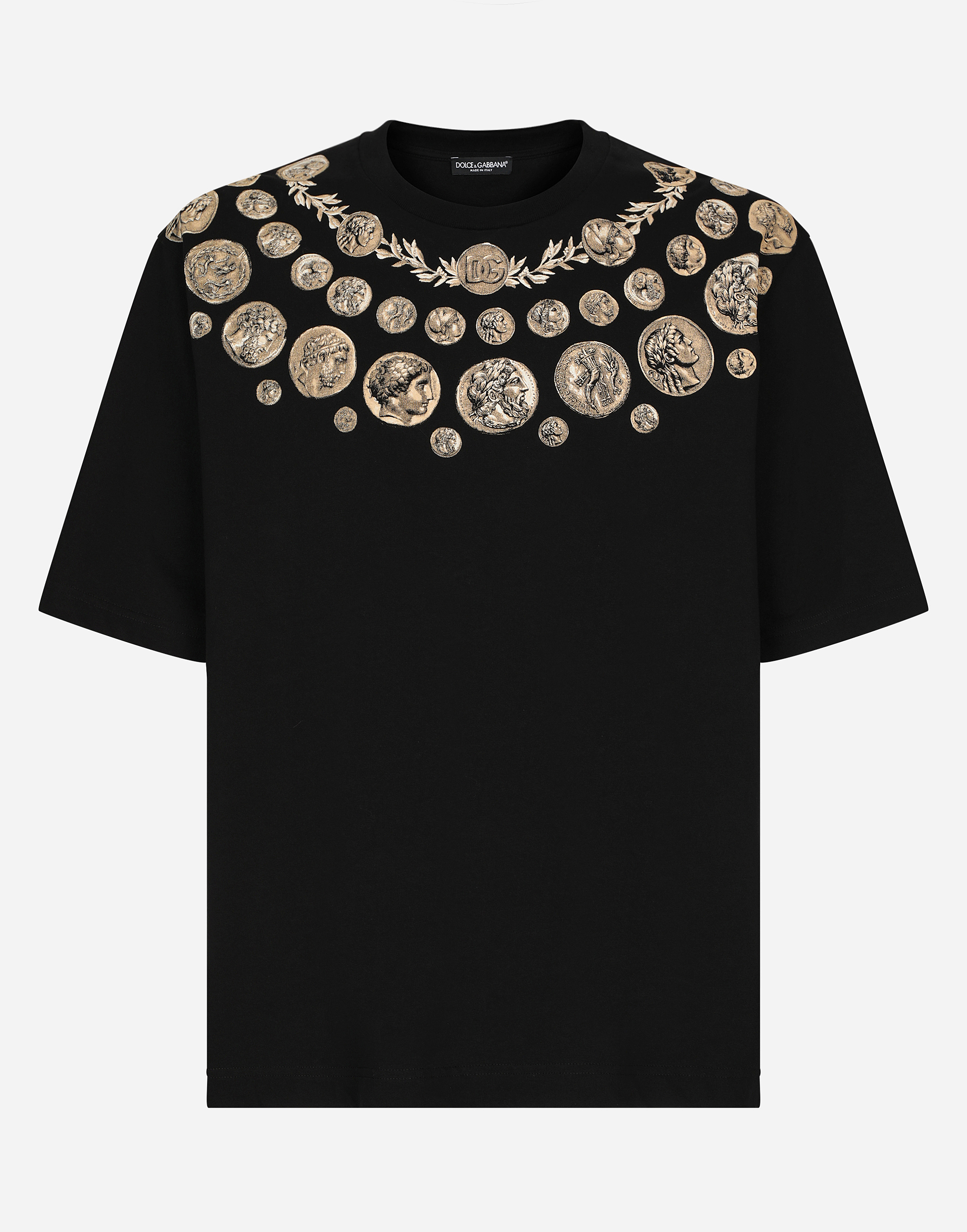Coin print cotton T-shirt in Black