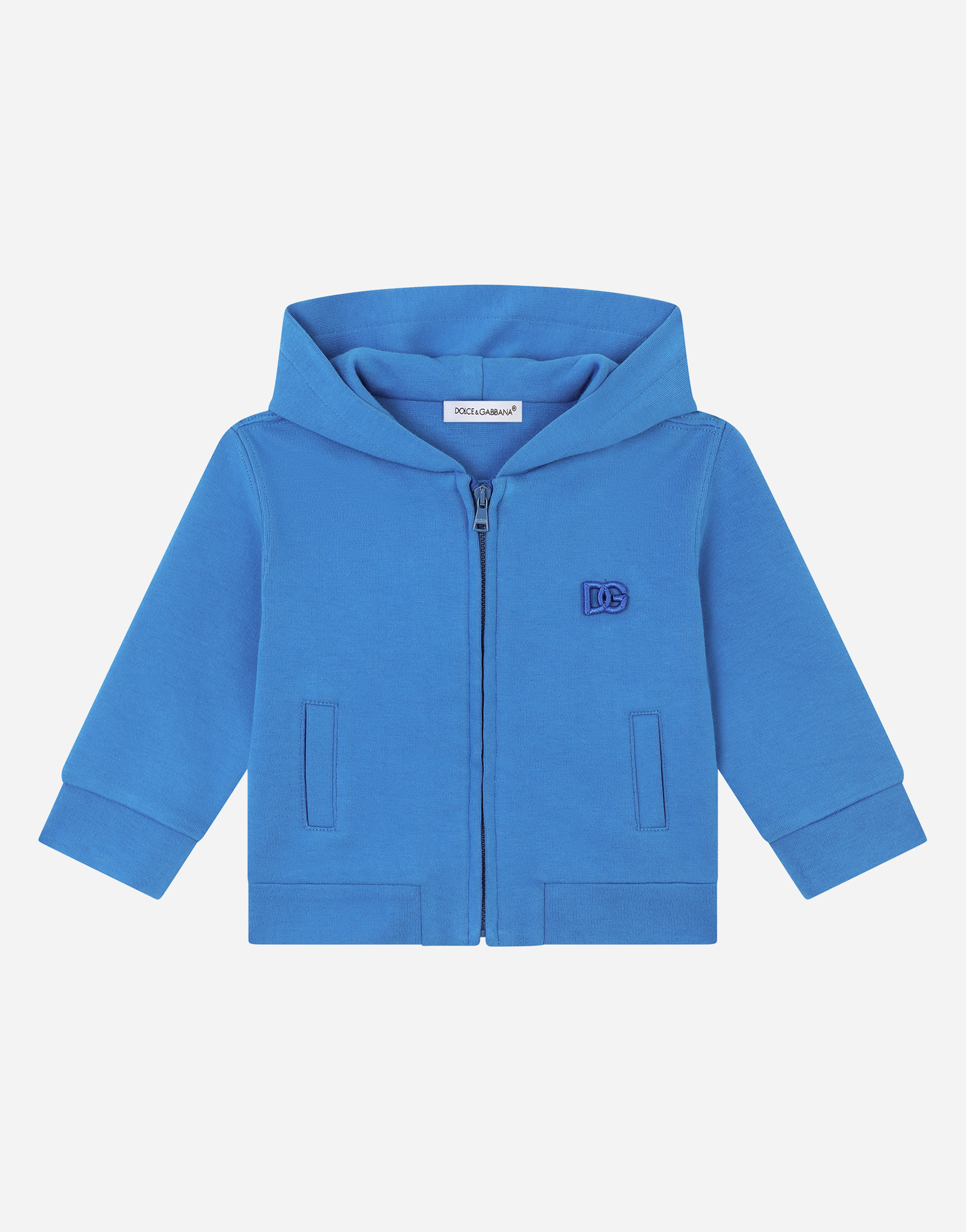 Jersey hoodie with DG logo embroidery in Turquoise
