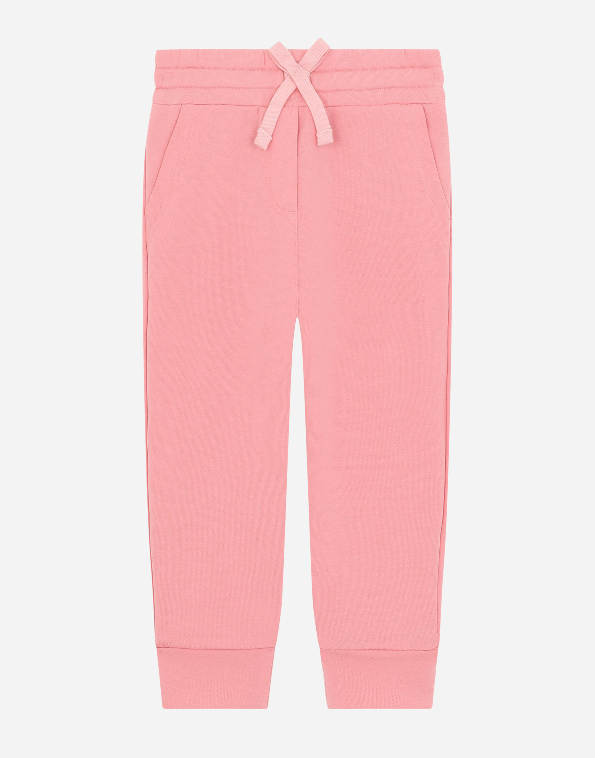 Jersey jogging pants with metal DG logo in Pink