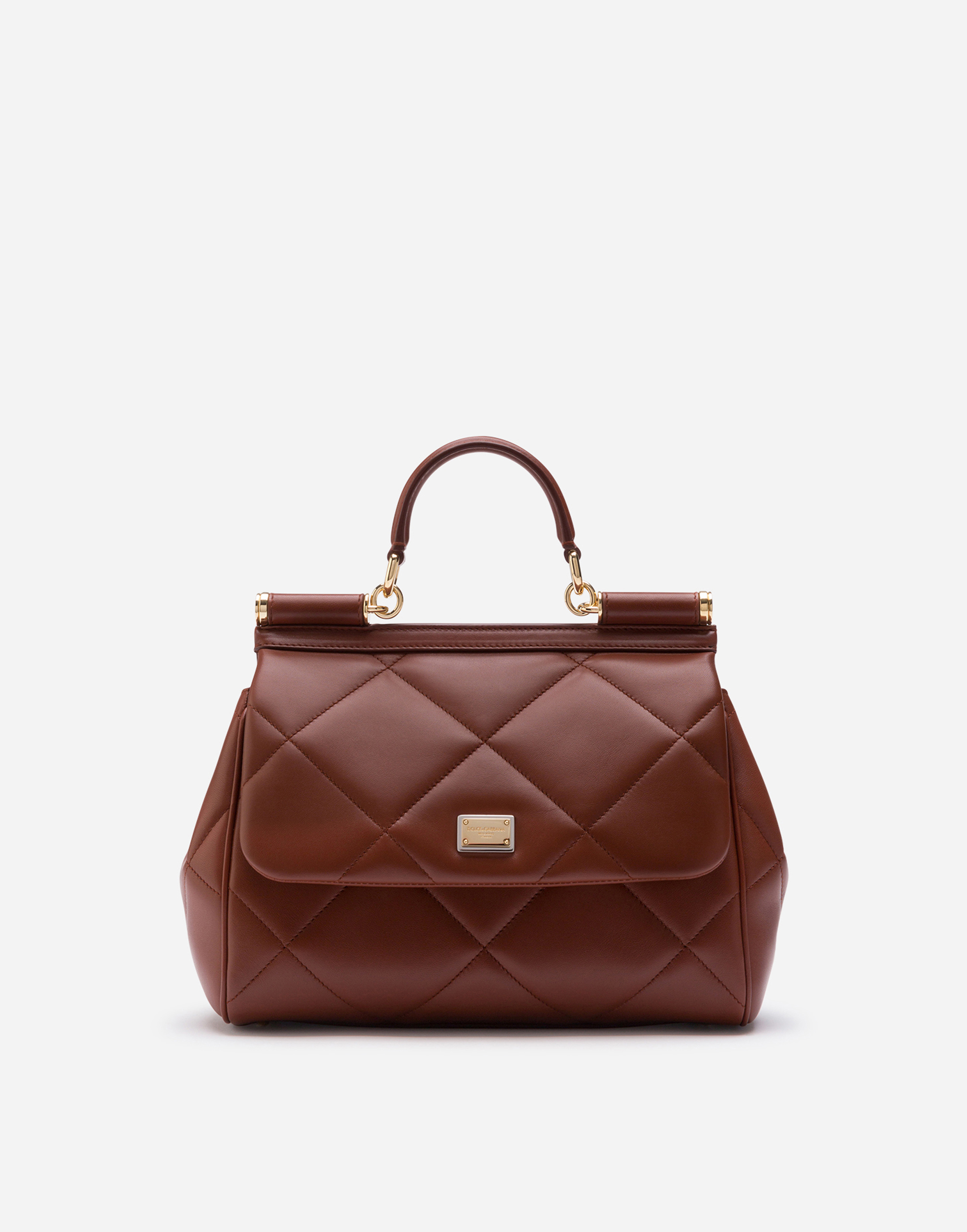Medium Sicily bag in quilted calfskin in Brown