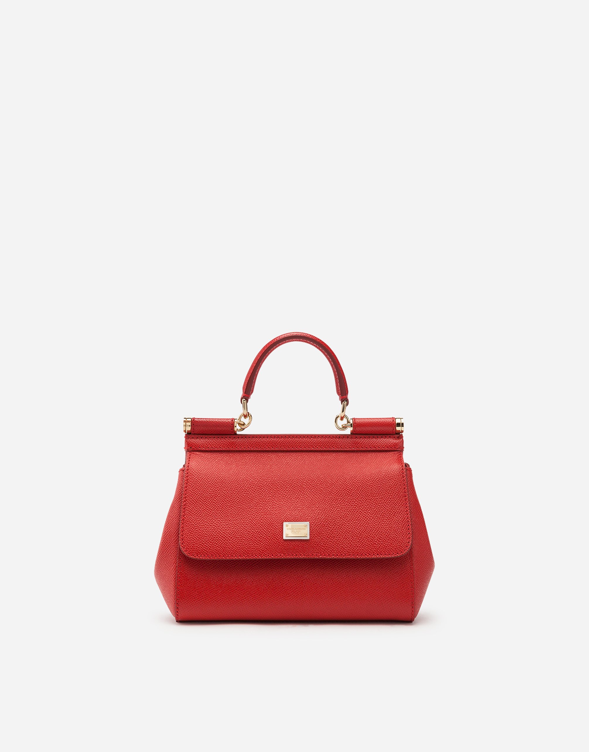 Small Sicily bag in dauphine calfskin in Red