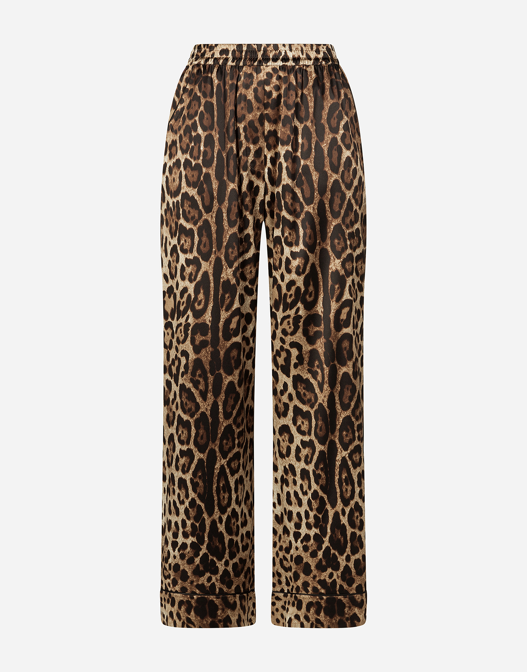 Leopard-print satin pajama pants in Multicolor