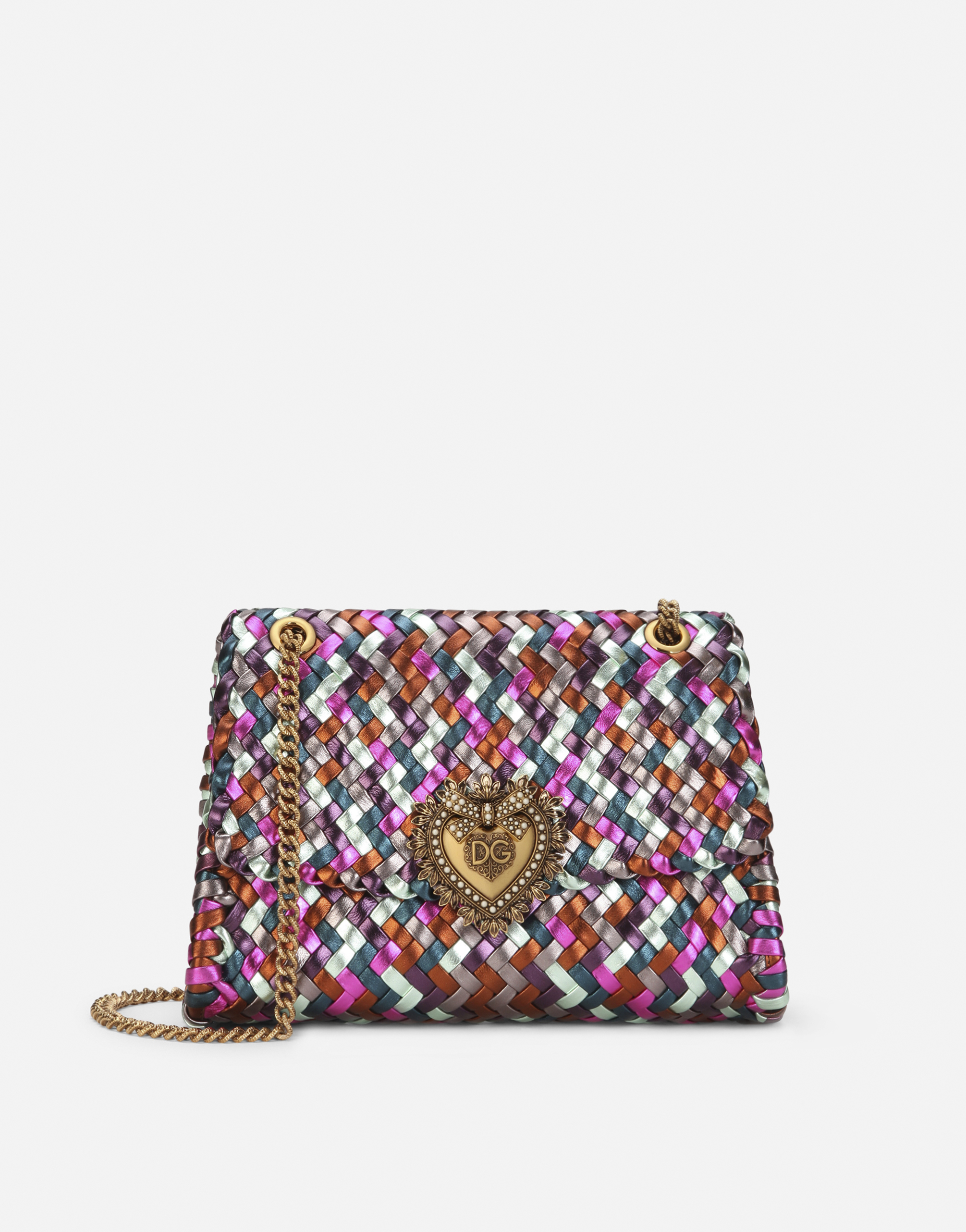 Large Devotion shoulder bag in multi-colored foiled woven nappa leather in Multicolor